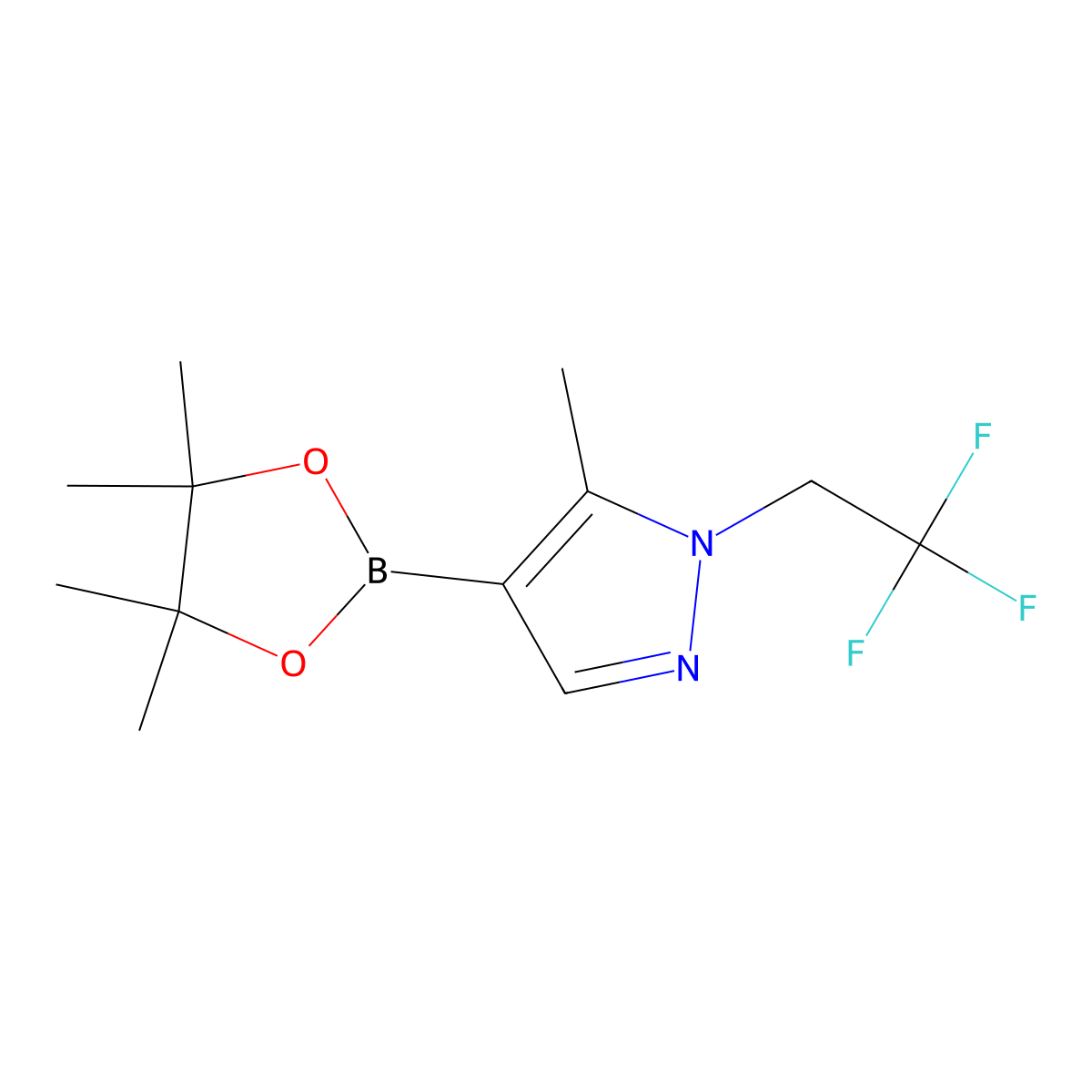 5-Methyl-4-(4,4,5,5-tetramethyl-1,3,2-dioxaborolan-2-yl)-1-(2,2,2-trifluoroethyl)-1h-pyrazole molecular structure, CAS 1380299-19-3