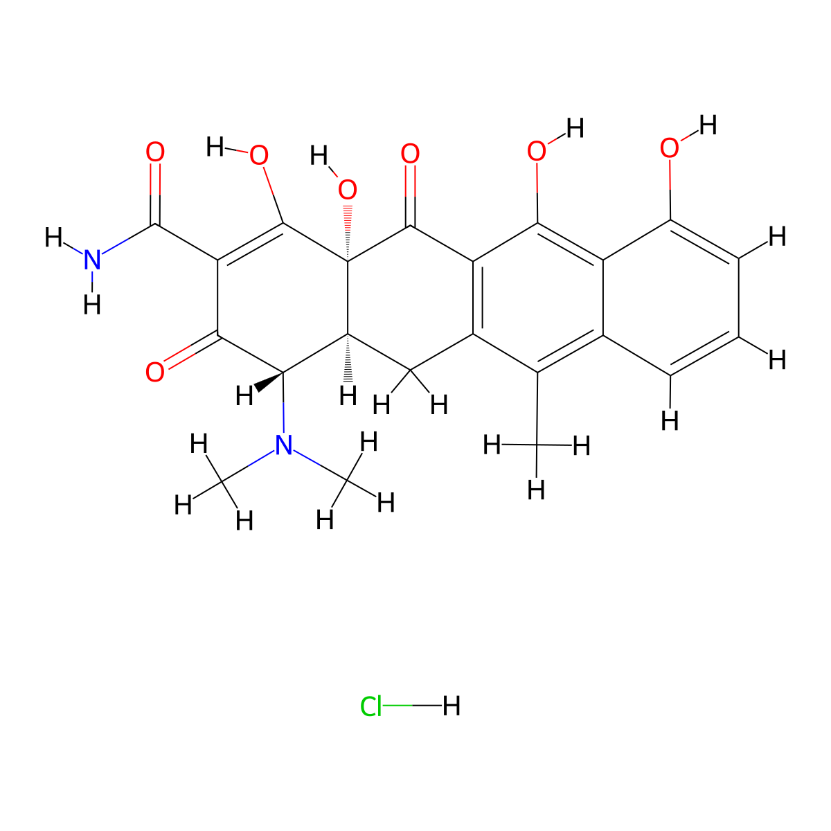 Anhydrotetracycline hydrochloride molecular structure, CAS 13803-65-1