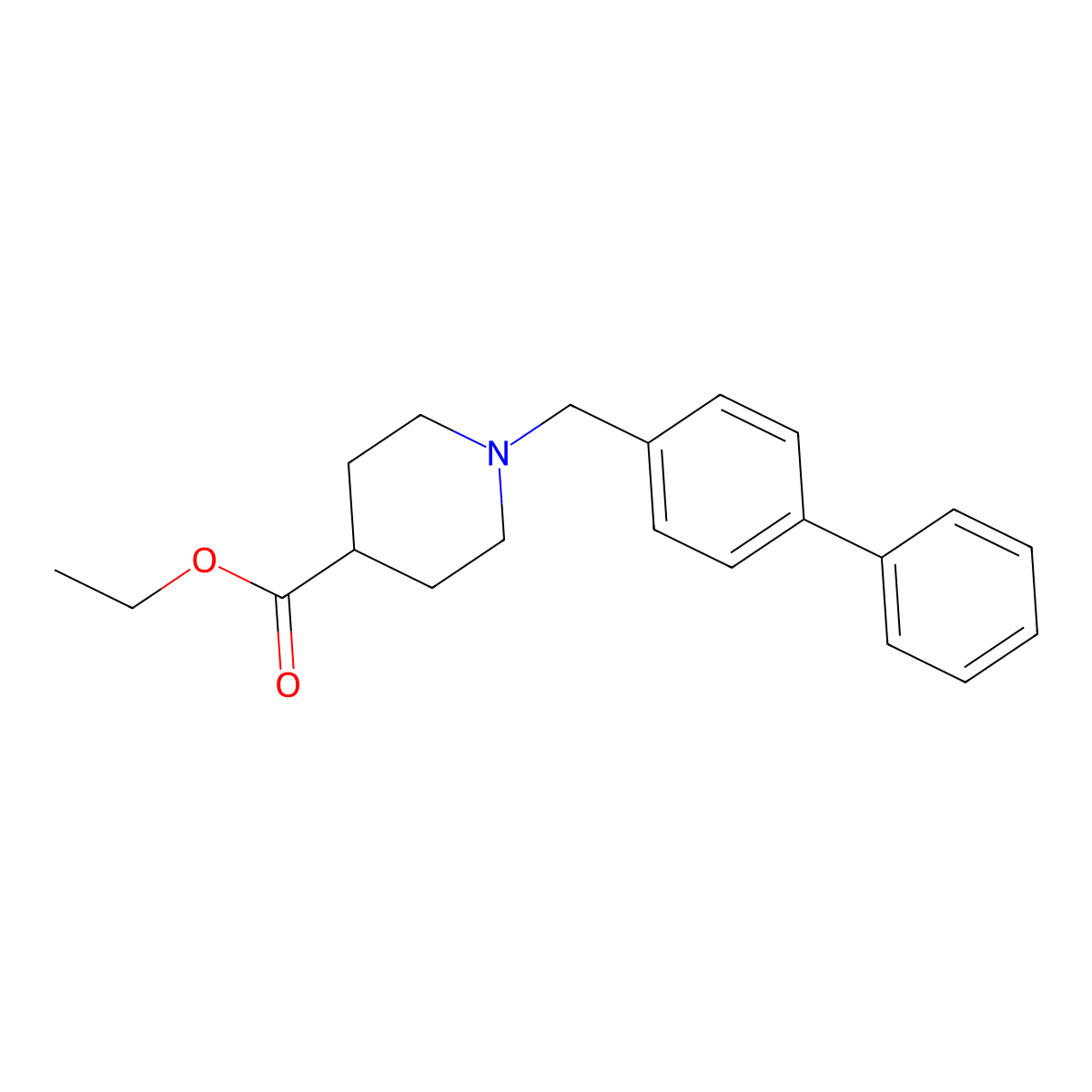 Ethyl 1-(4-biphenylylmethyl)-4-piperidinecarboxylate molecular structure, CAS 138030-49-6