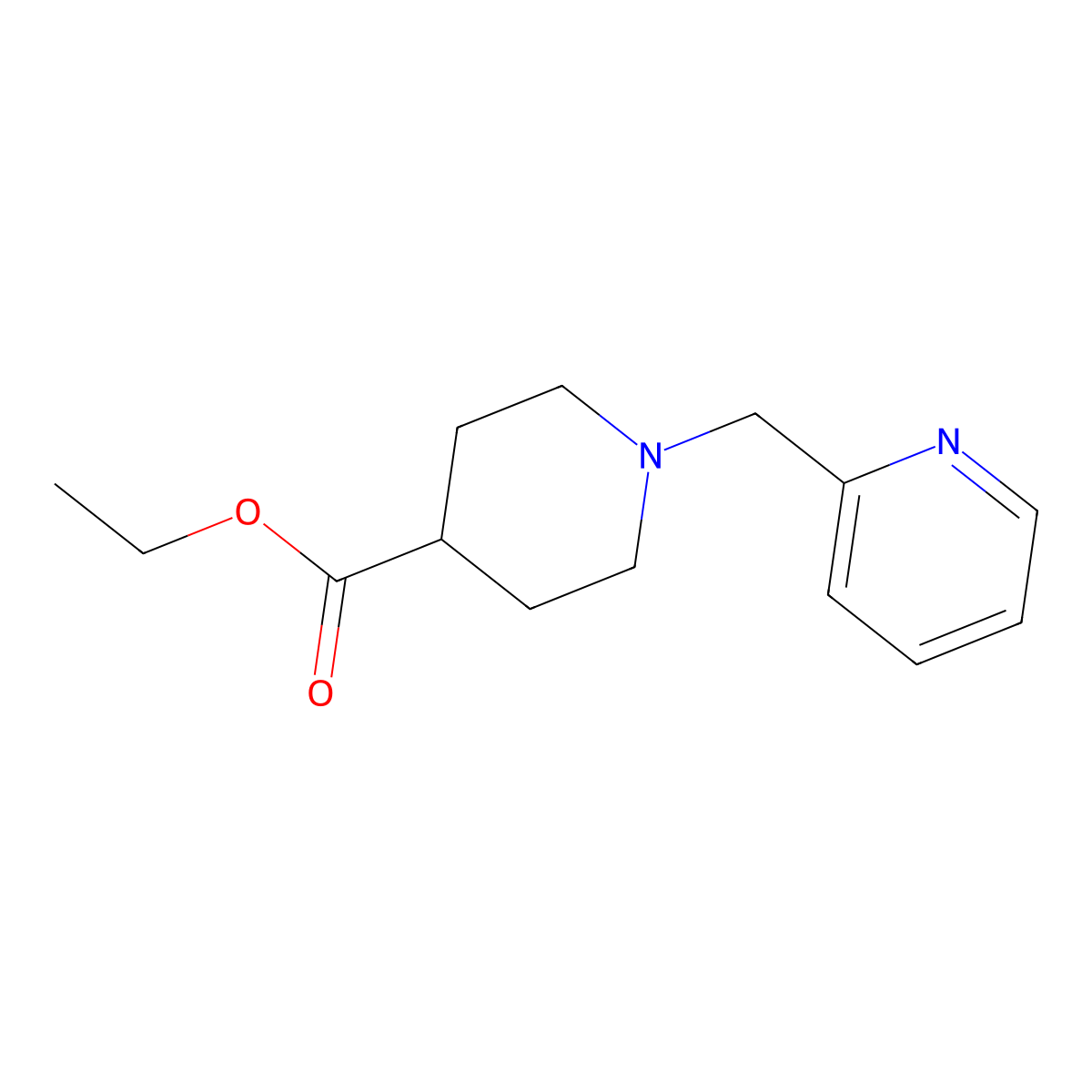 Ethyl 1-(pyridin-2-ylmethyl)piperidine-4-carboxylate molecular structure, CAS 138030-53-2