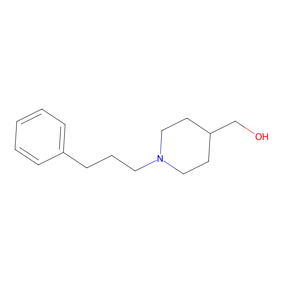 1-(3-phenylpropyl)-4-Piperidinemethanol molecular structure, CAS 138030-60-1