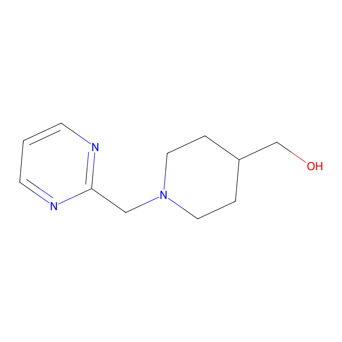 {1-[(Pyrimidin-2-yl)methyl]piperidin-4-yl}methanol molecular structure, CAS 138030-61-2