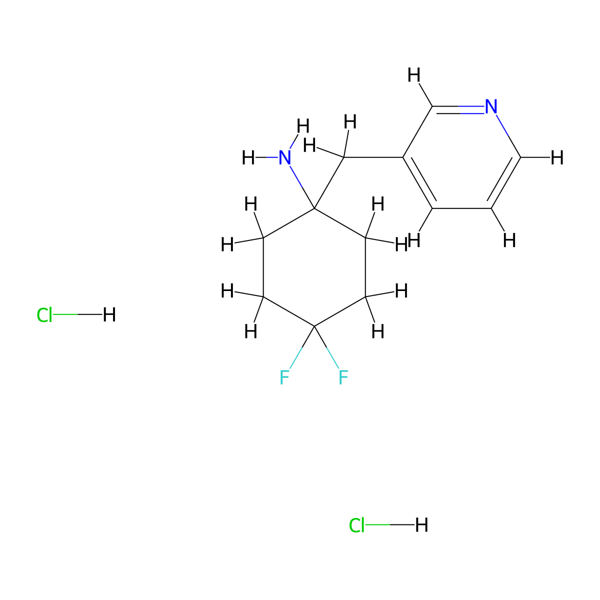 4,4-Difluoro-1-(pyridin-3-ylmethyl)cyclohexan-1-amine dihydrochloride molecular structure, CAS 1380300-29-7