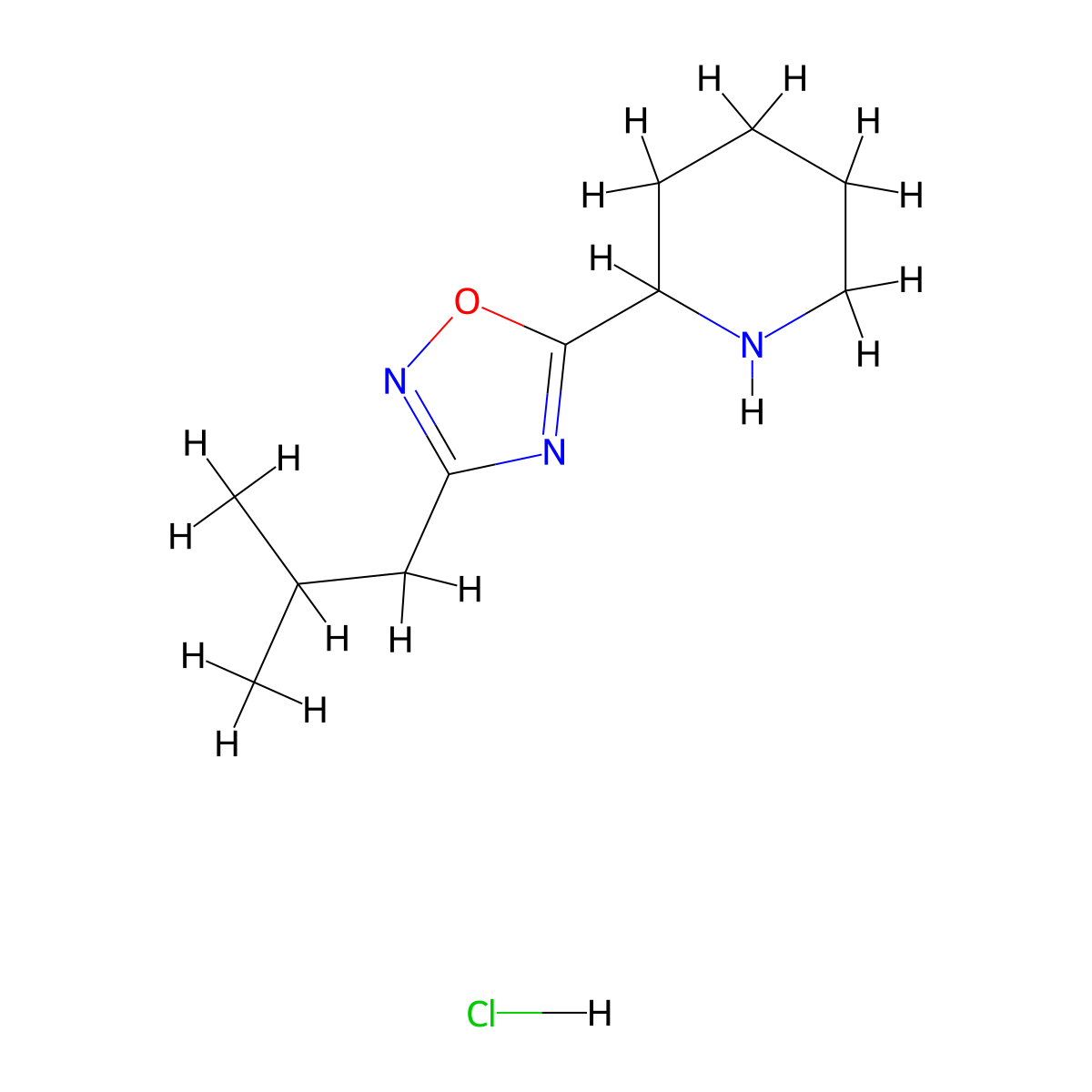 2-[3-(2-Methylpropyl)-1,2,4-oxadiazol-5-yl]piperidine hydrochloride molecular structure, CAS 1380300-31-1