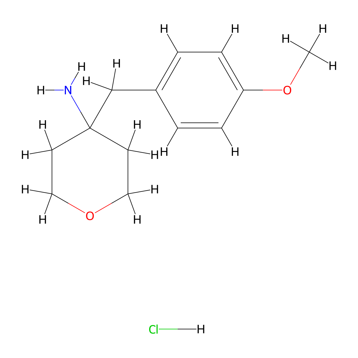 4-[(4-Methoxyphenyl)methyl]oxan-4-aminehydrochloride molecular structure, CAS 1380300-44-6