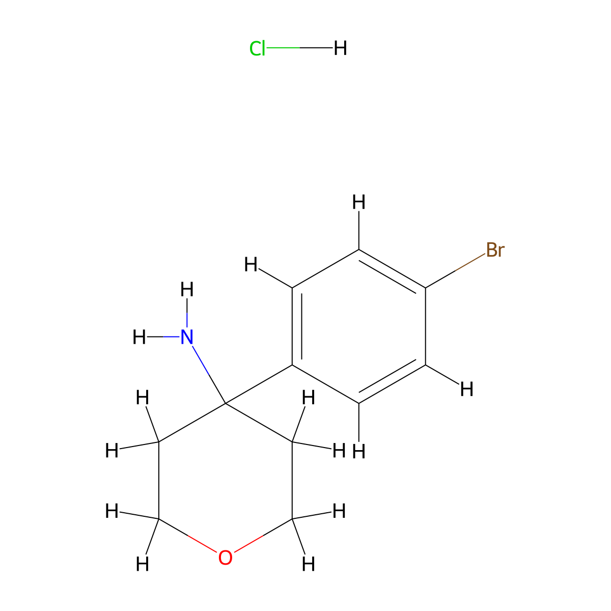 4-(4-Bromophenyl)oxan-4-amine hydrochloride molecular structure, CAS 1380300-48-0