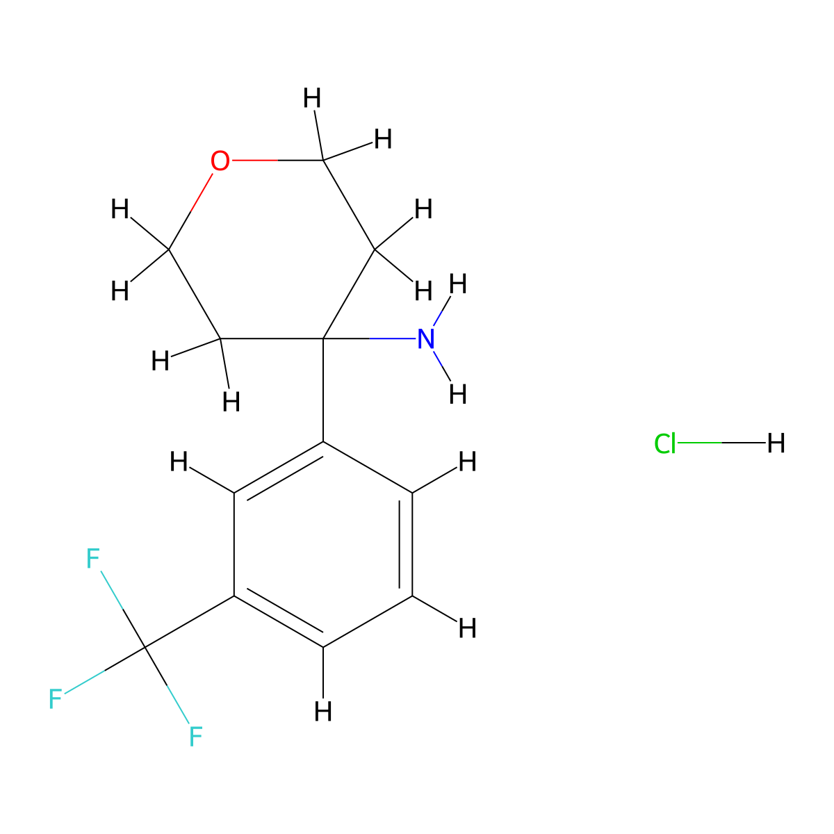 4-[3-(Trifluoromethyl)phenyl]oxan-4-amine hydrochloride molecular structure, CAS 1380300-52-6