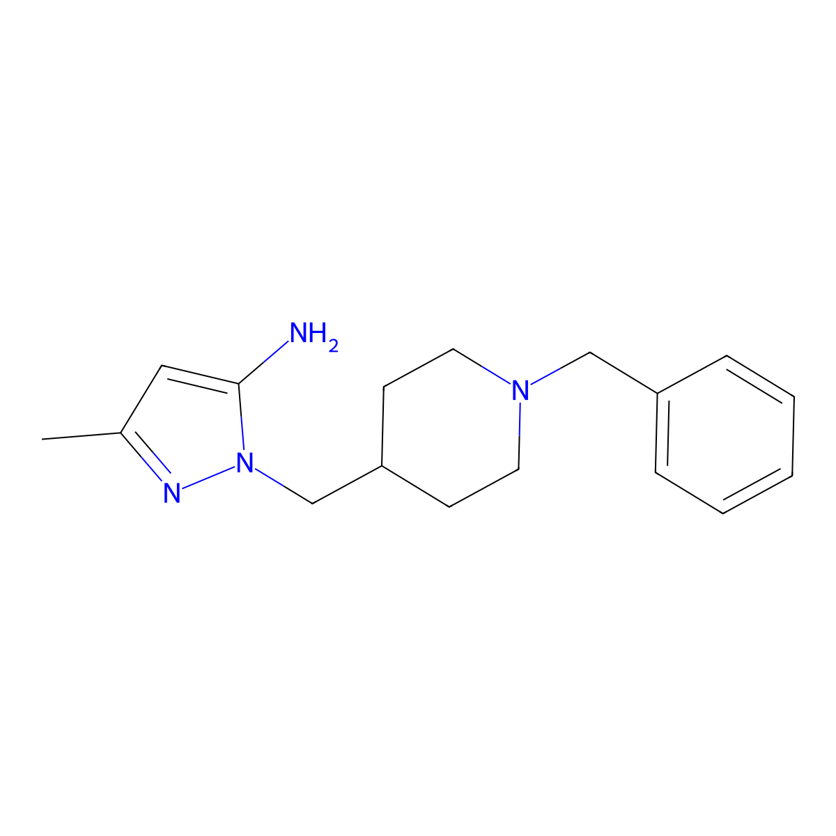 1-[(1-Benzylpiperidin-4-yl)methyl]-3-methyl-1H-pyrazol-5-amine molecular structure, CAS 1380300-53-7