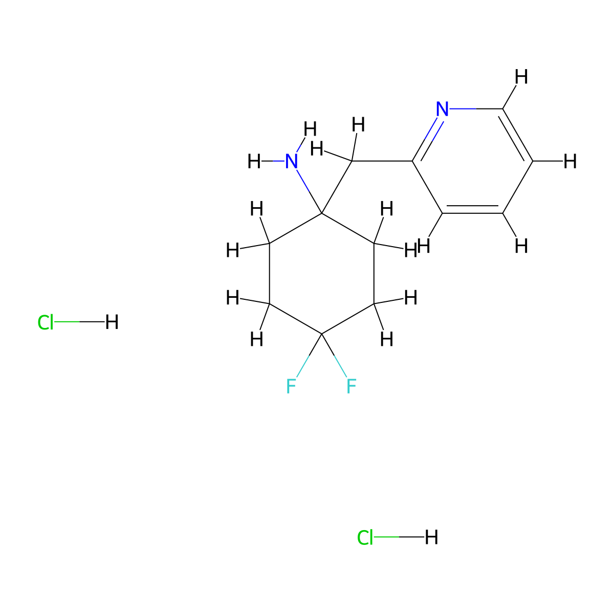 4,4-Difluoro-1-(pyridin-2-ylmethyl)cyclohexan-1-amine dihydrochloride molecular structure, CAS 1380300-54-8