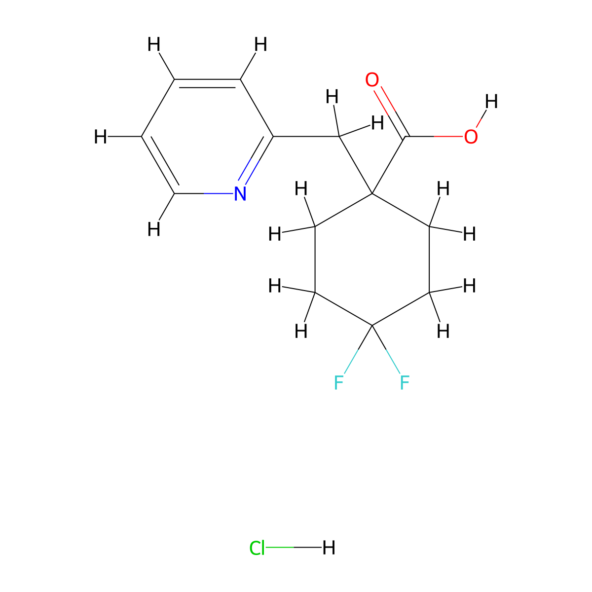 4,4-Difluoro-1-(pyridin-2-ylmethyl)cyclohexane-1-carboxylic Acid Hydrochloride molecular structure, CAS 1380300-60-6