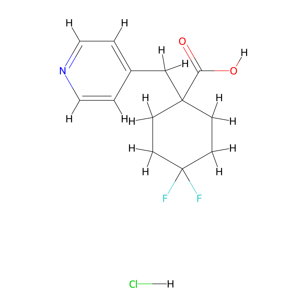 4,4-Difluoro-1-(pyridin-4-ylmethyl)cyclohexane-1-carboxylic Acid Hydrochloride molecular structure, CAS 1380300-62-8