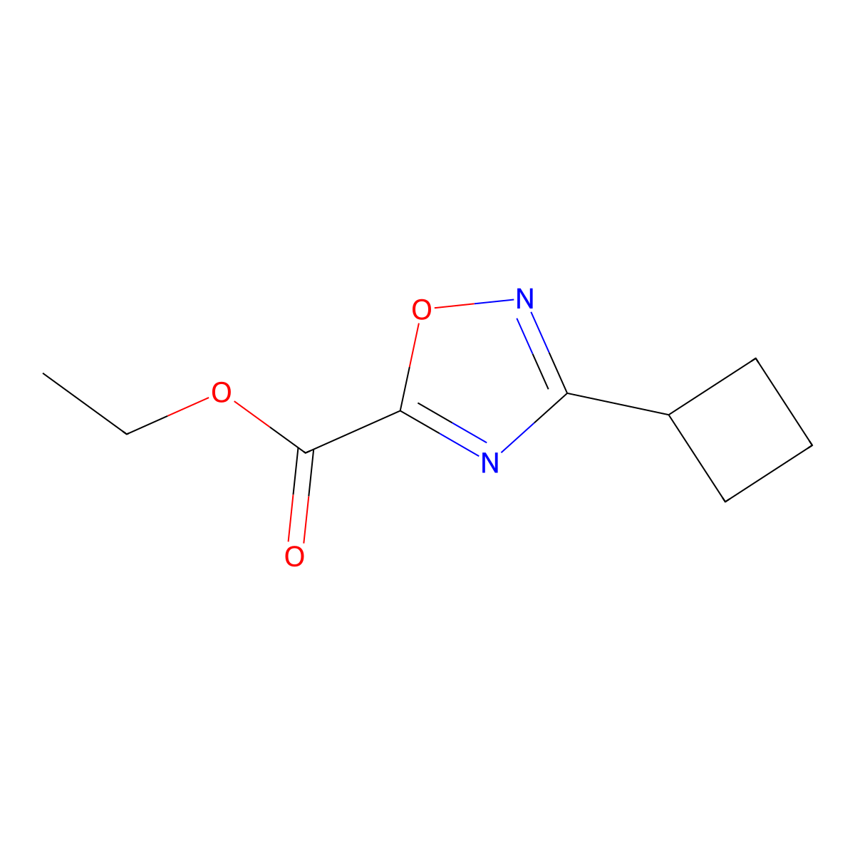 Ethyl 3-cyclobutyl-1,2,4-oxadiazole-5-carboxylate molecular structure, CAS 1380300-65-1