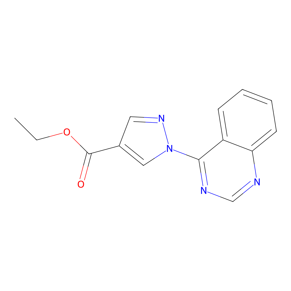 Ethyl 1-(quinazolin-4-yl)-1H-pyrazole-4-carboxylate molecular structure, CAS 1380300-66-2