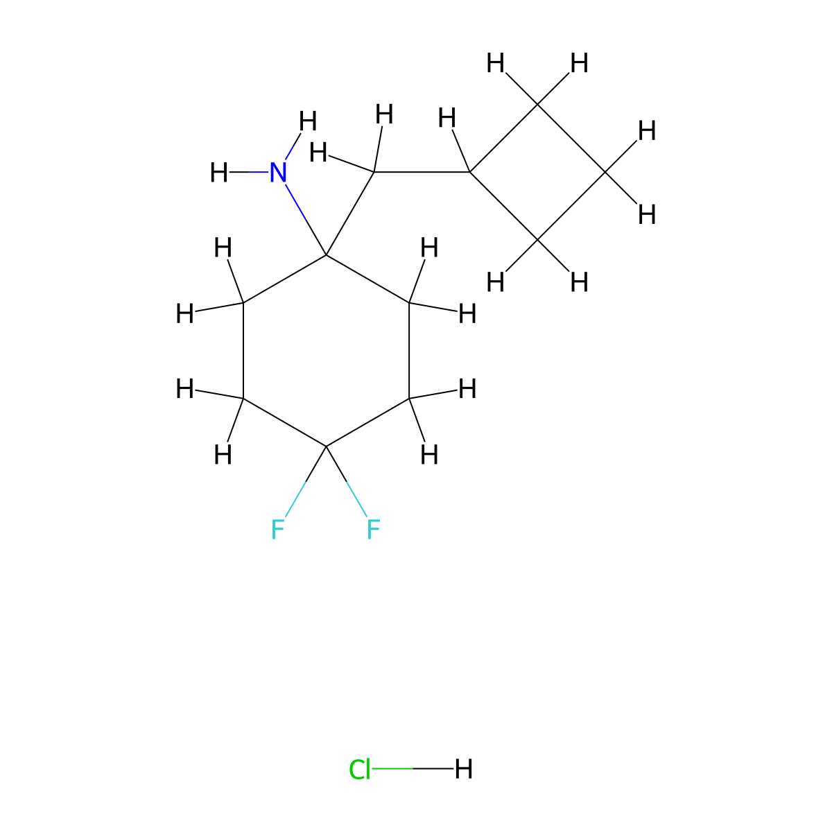 1-(Cyclobutylmethyl)-4,4-difluorocyclohexan-1-amine hydrochloride molecular structure, CAS 1380300-69-5