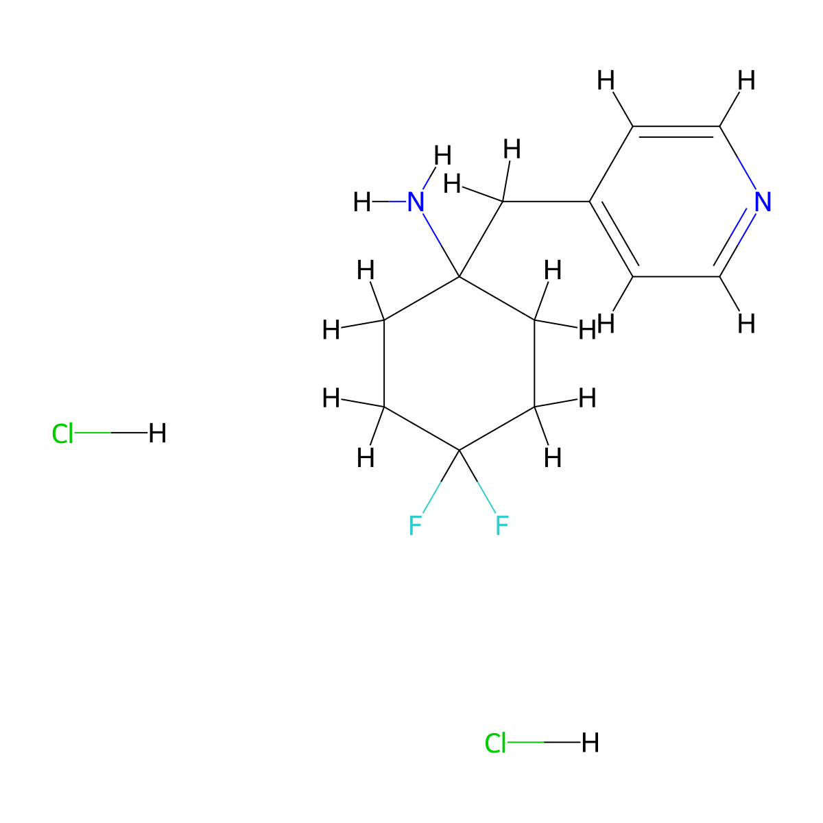 4,4-Difluoro-1-(pyridin-4-ylmethyl)cyclohexan-1-amine dihydrochloride molecular structure, CAS 1380300-73-1