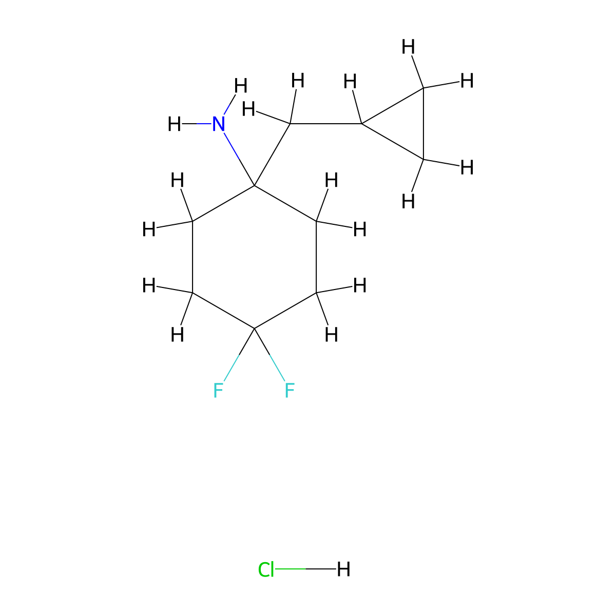 1-(Cyclopropylmethyl)-4,4-difluorocyclohexan-1-amine hydrochloride molecular structure, CAS 1380300-80-0