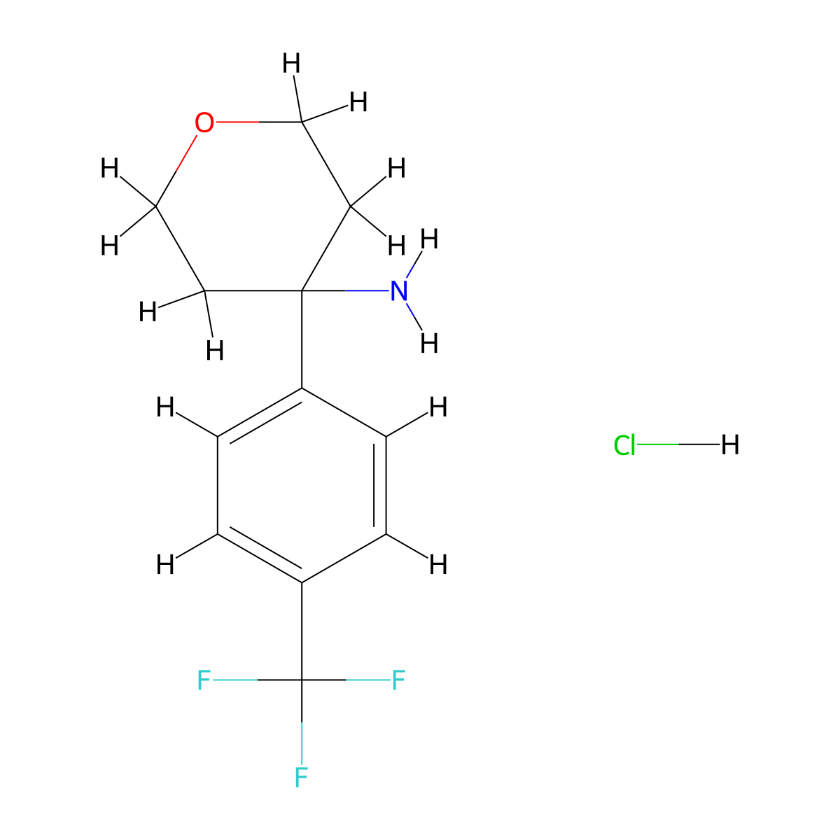 4-[4-(Trifluoromethyl)phenyl]oxan-4-amine hydrochloride molecular structure, CAS 1380300-83-3
