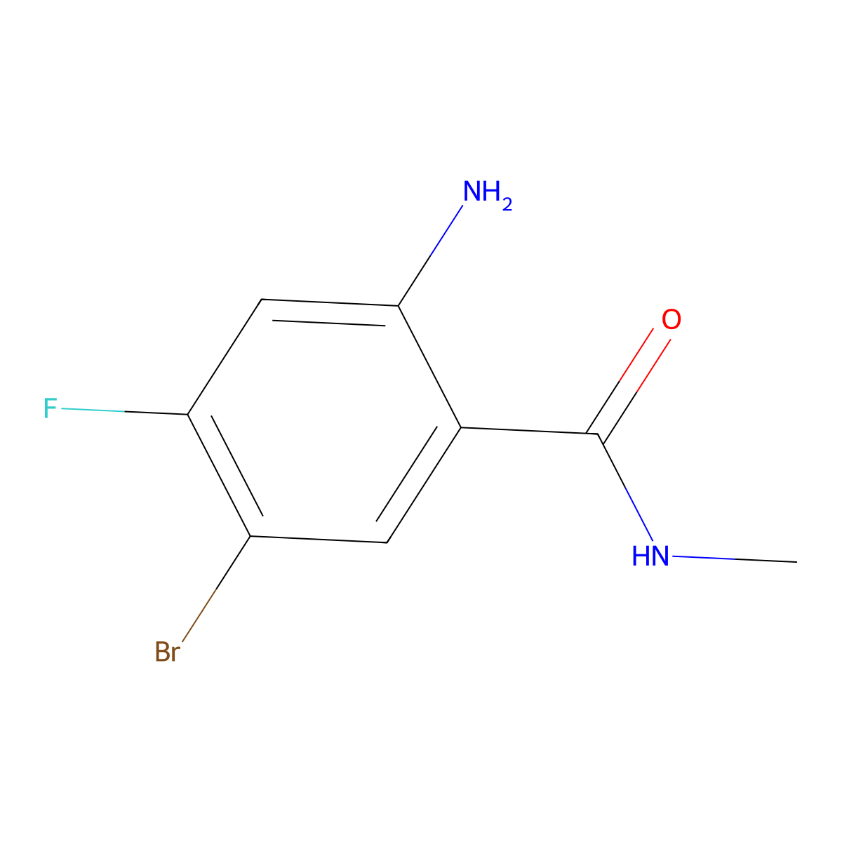 2-amino-5-bromo-4-fluoro-N-methylbenzamide molecular structure, CAS 1380303-62-7