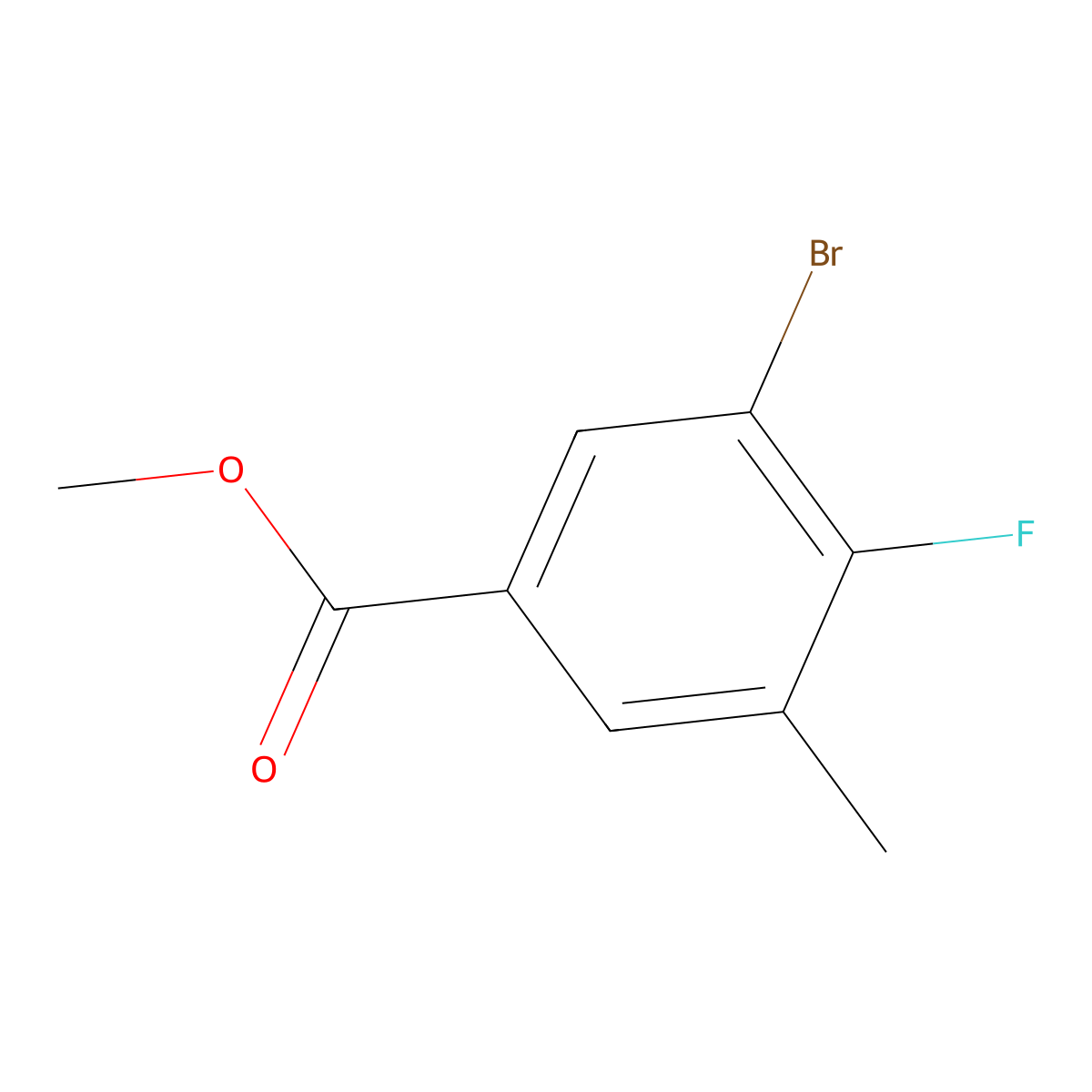 Methyl 3-bromo-4-fluoro-5-methylbenzoate molecular structure, CAS 1380305-68-9