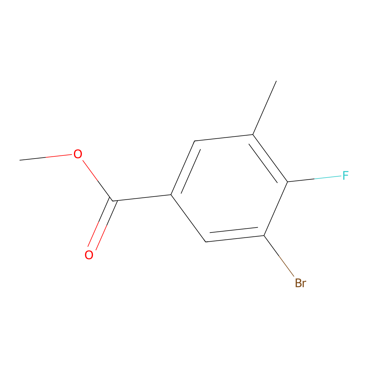 Methyl 3-bromo-4-fluoro-5-methylbenzoate molecular structure, CAS 1380305-68-9