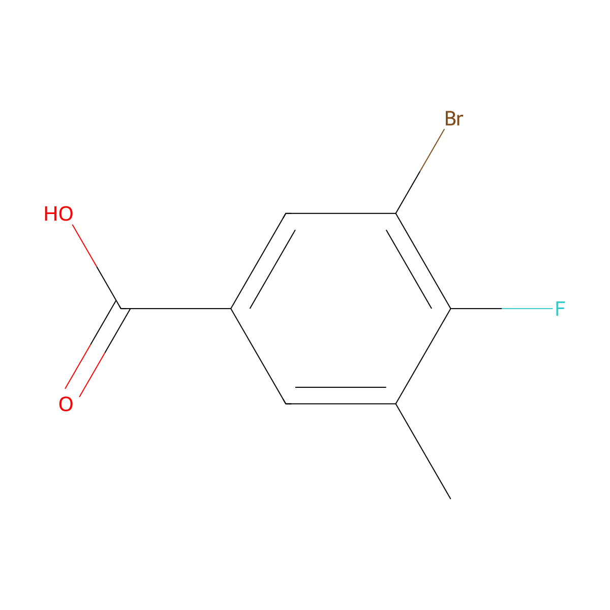 3-Bromo-4-fluoro-5-methylbenzoic acid molecular structure, CAS 1380310-06-4