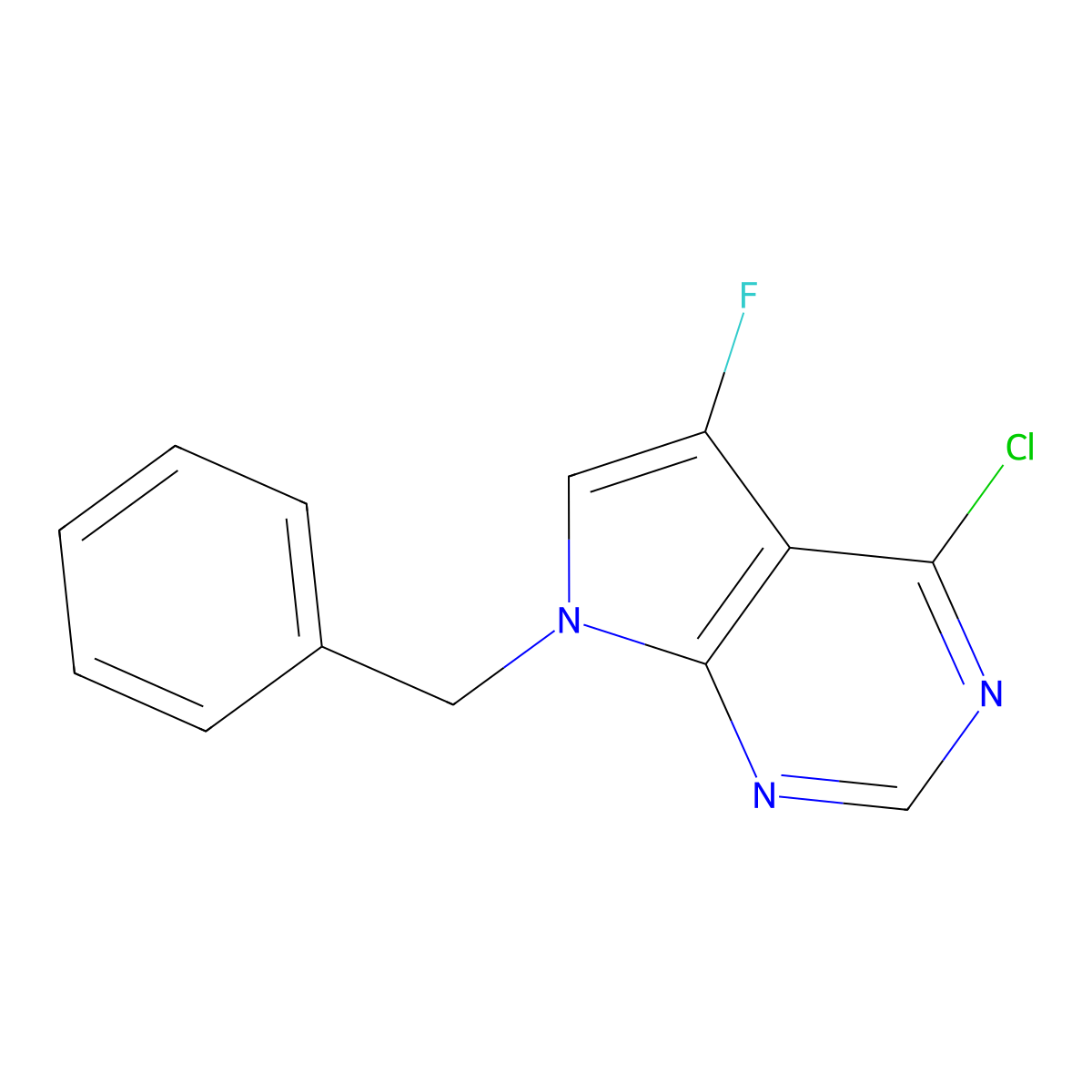 7-Benzyl-4-chloro-5-fluoro-7H-pyrrolo[2,3-d]pyrimidine molecular structure, CAS 1380310-83-7