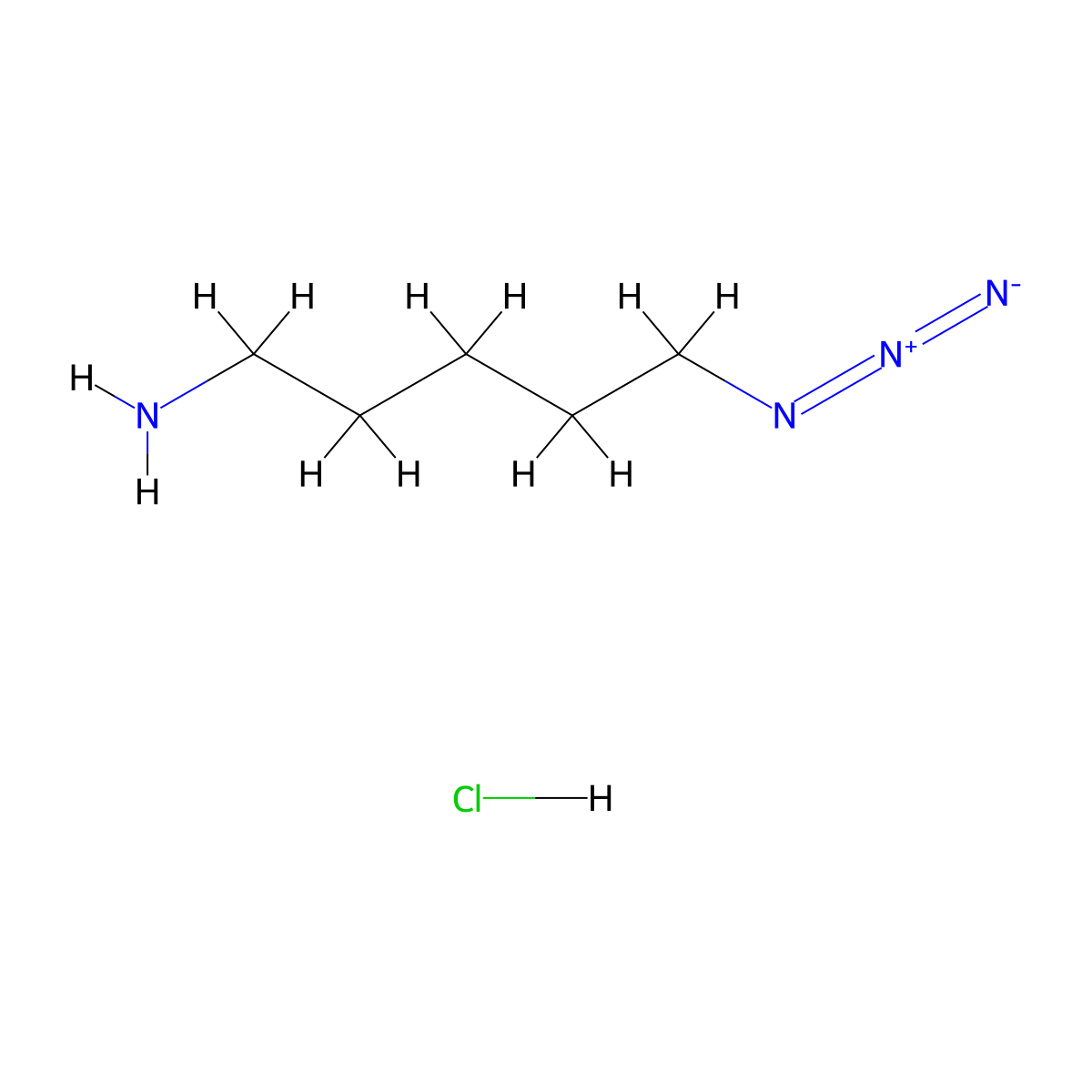 5-Azidopentan-1-amine hydrochloride molecular structure, CAS 1380314-89-5