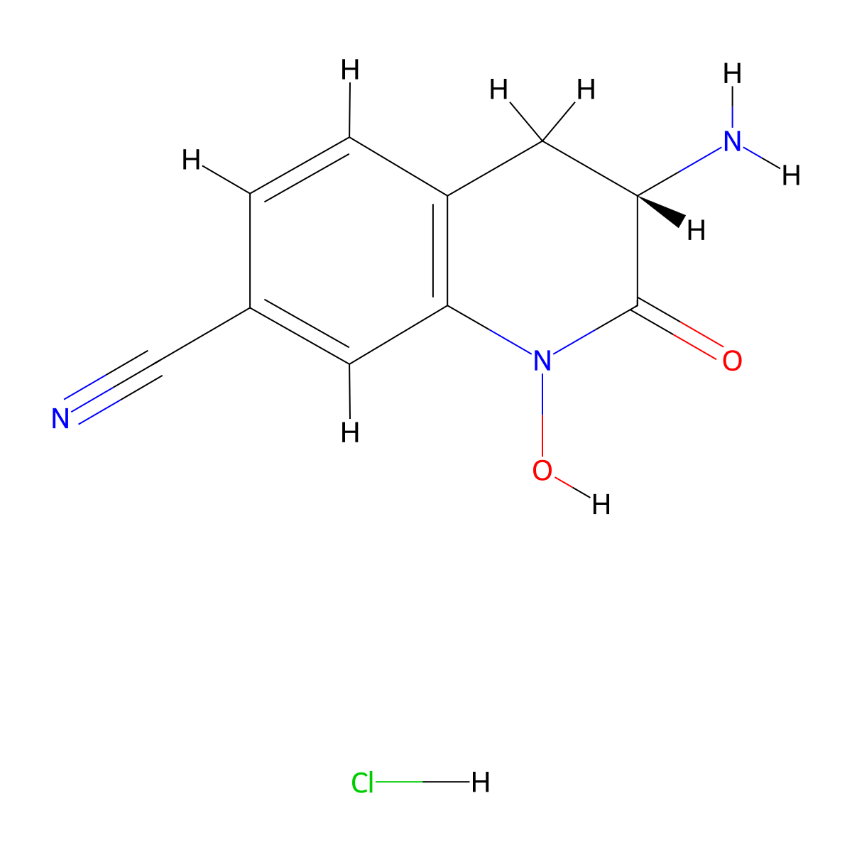 (3S)-3-amino-1-hydroxy-2-oxo-1,2,3,4-tetrahydroquinoline-7-carbonitrile hydrochloride molecular structure, CAS 1380316-16-4