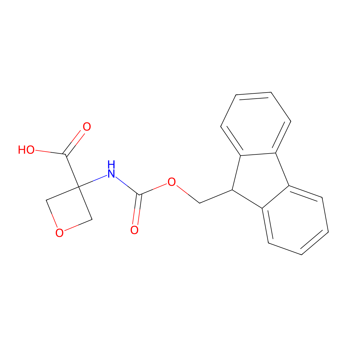 3-((((9H-fluoren-9-yl)methoxy)carbonyl)amino)oxetane-3-carboxylic acid molecular structure, CAS 1380327-56-9