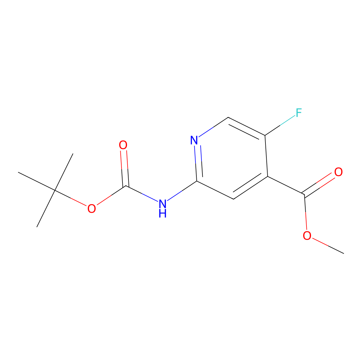 Methyl 2-((tert-butoxycarbonyl)amino)-5-fluoroisonicotinate molecular structure, CAS 1380331-28-1