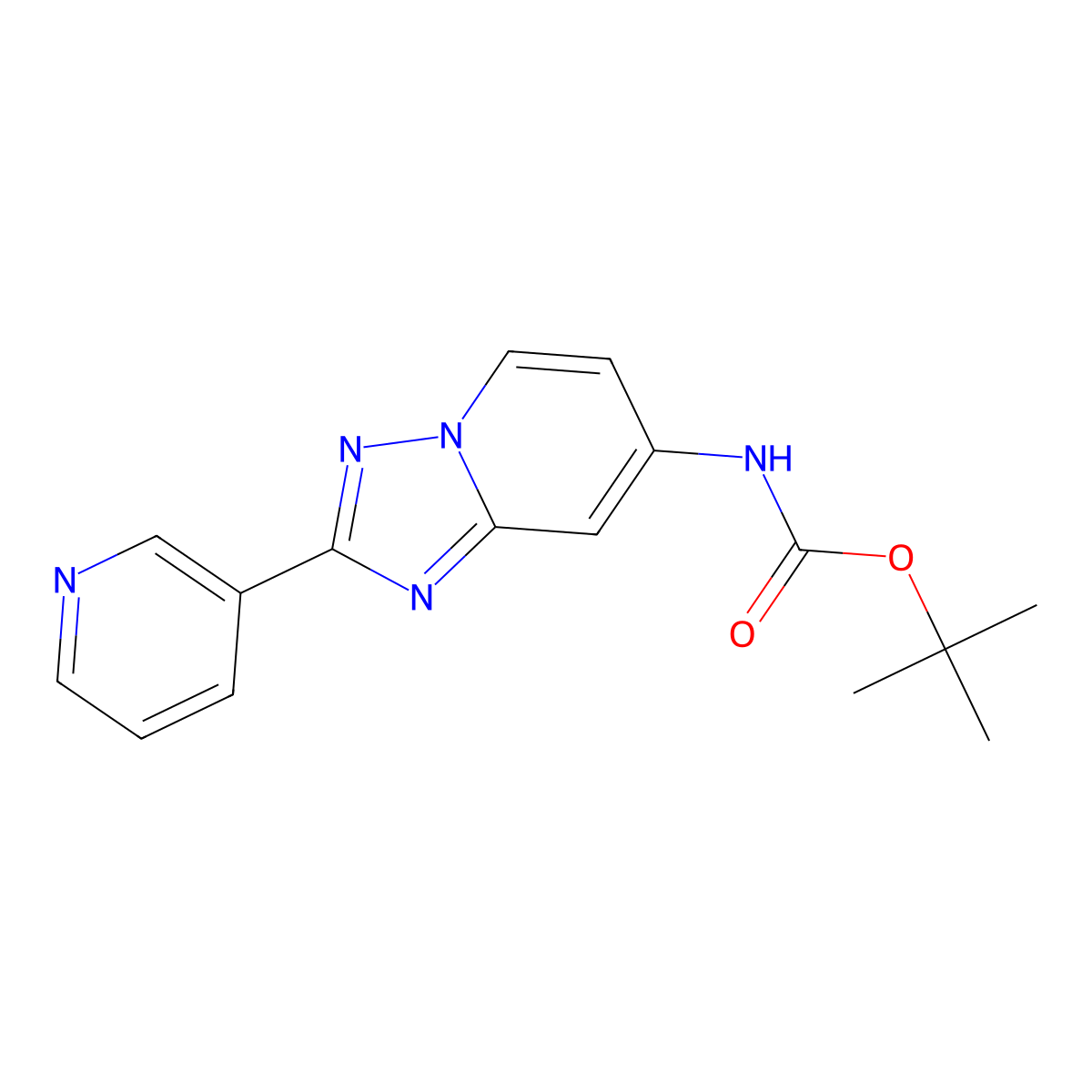 Tert-butyl 2-(pyridin-3-yl)-[1,2,4]triazolo[1,5-a]pyridin-7-ylcarbamate molecular structure, CAS 1380331-51-0