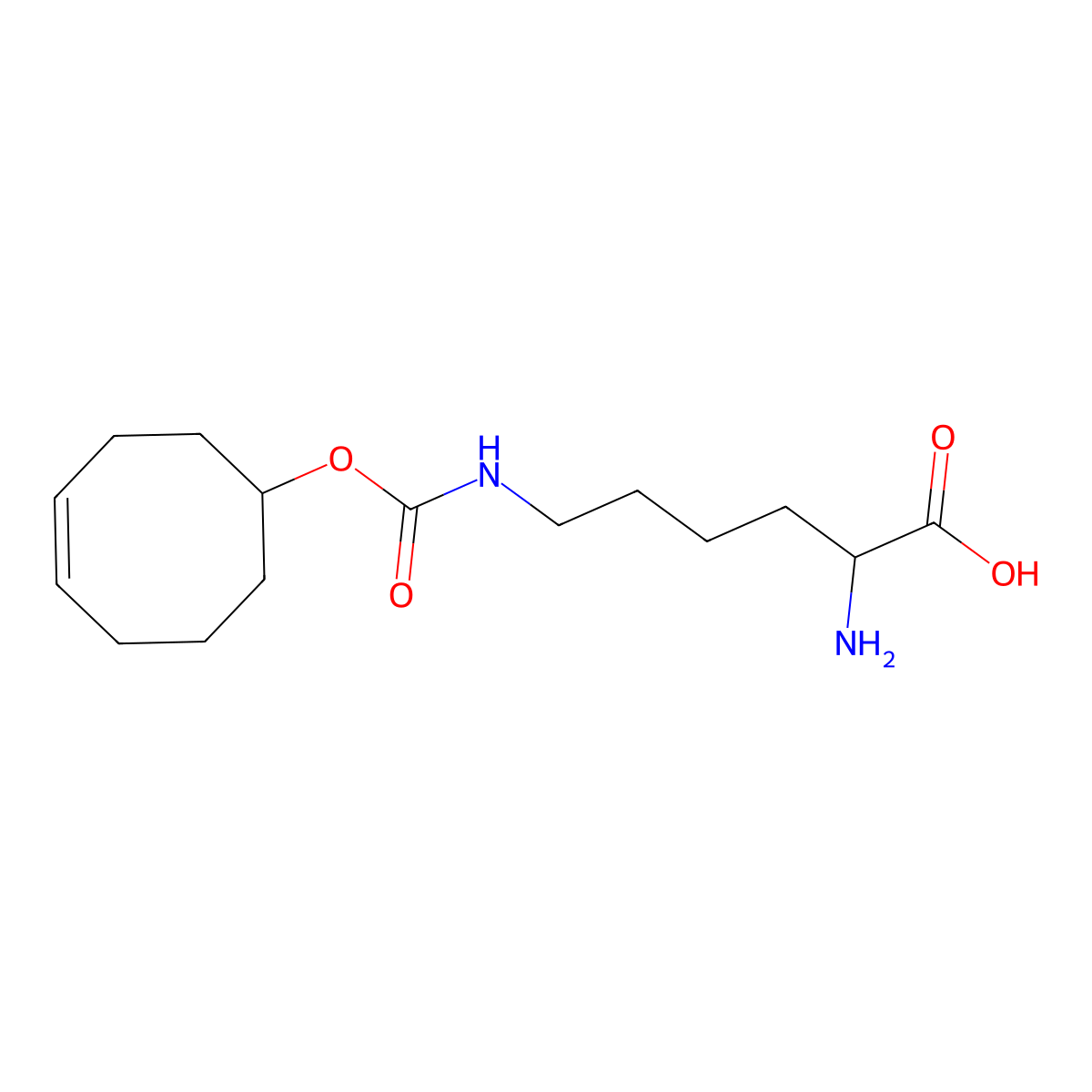 (2S)-2-amino-6-(cyclooct-4-en-1-yloxycarbonylamino)hexanoic acid molecular structure, CAS 1380349-88-1