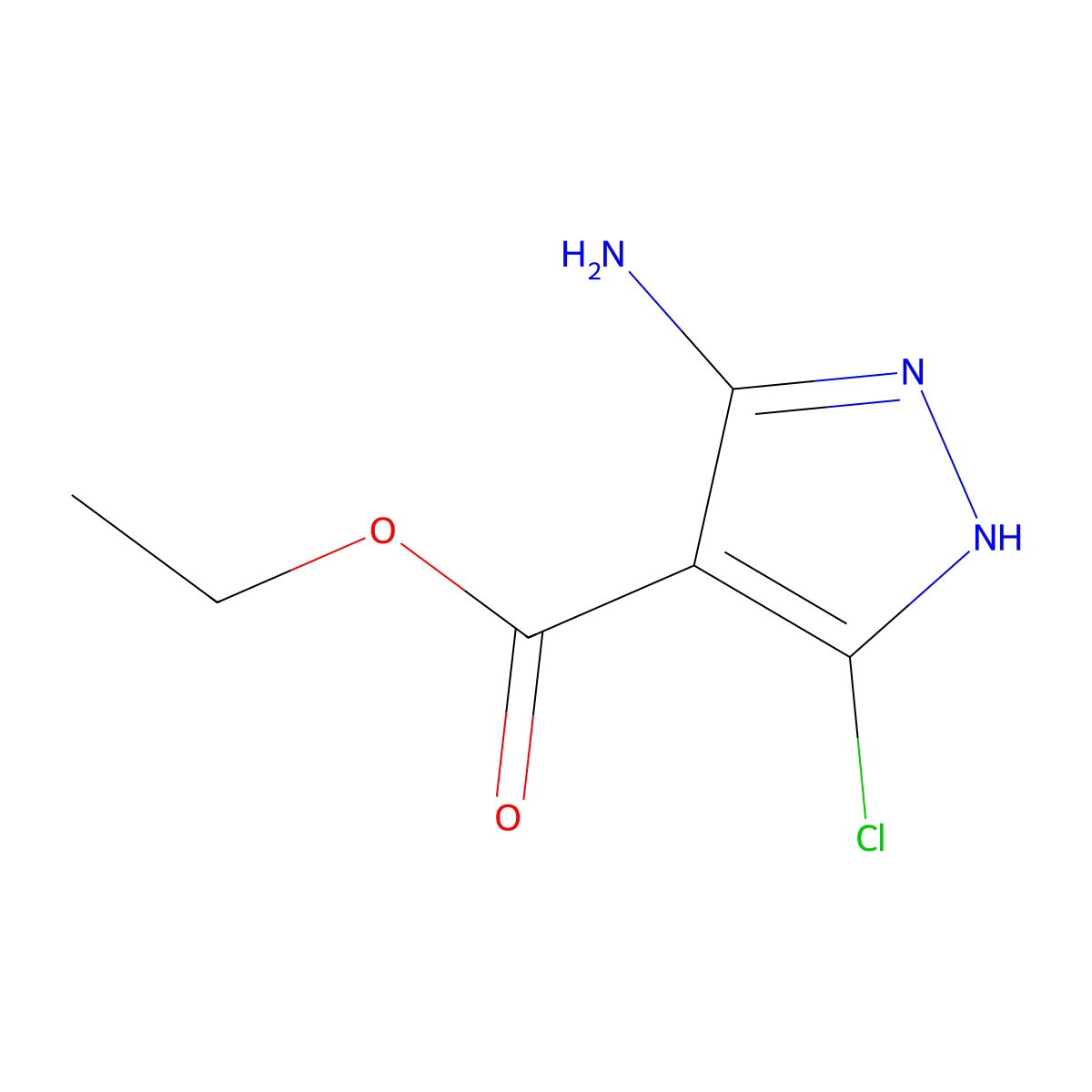 Ethyl 5-amino-3-chloro-1H-pyrazole-4-carboxylate molecular structure, CAS 1380351-61-0