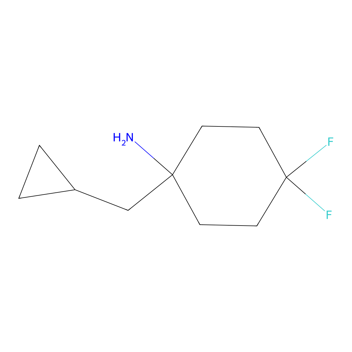 1-(Cyclopropylmethyl)-4,4-difluorocyclohexan-1-amine molecular structure, CAS 1380386-92-4