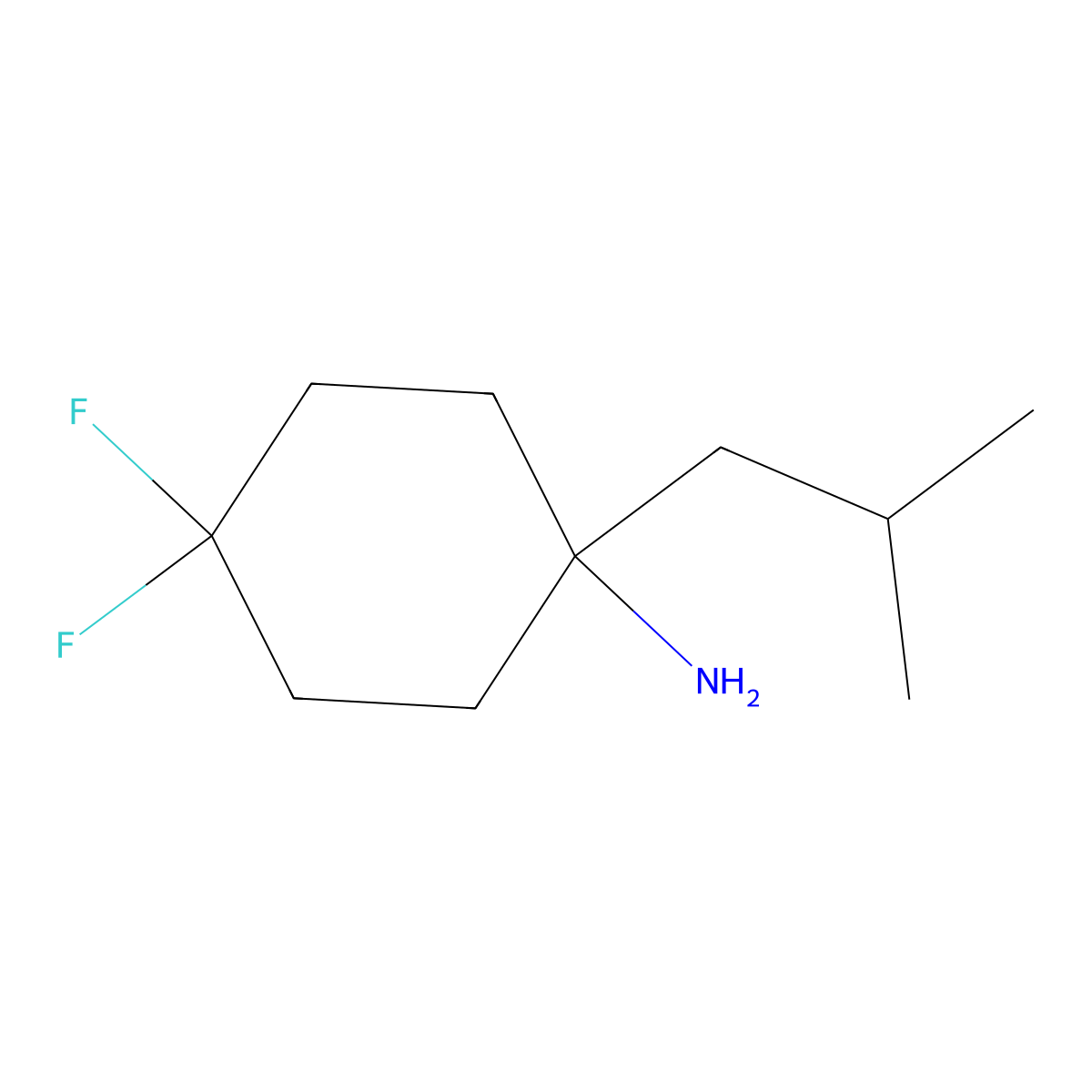 4,4-Difluoro-1-(2-methylpropyl)cyclohexan-1-amine molecular structure, CAS 1380386-93-5