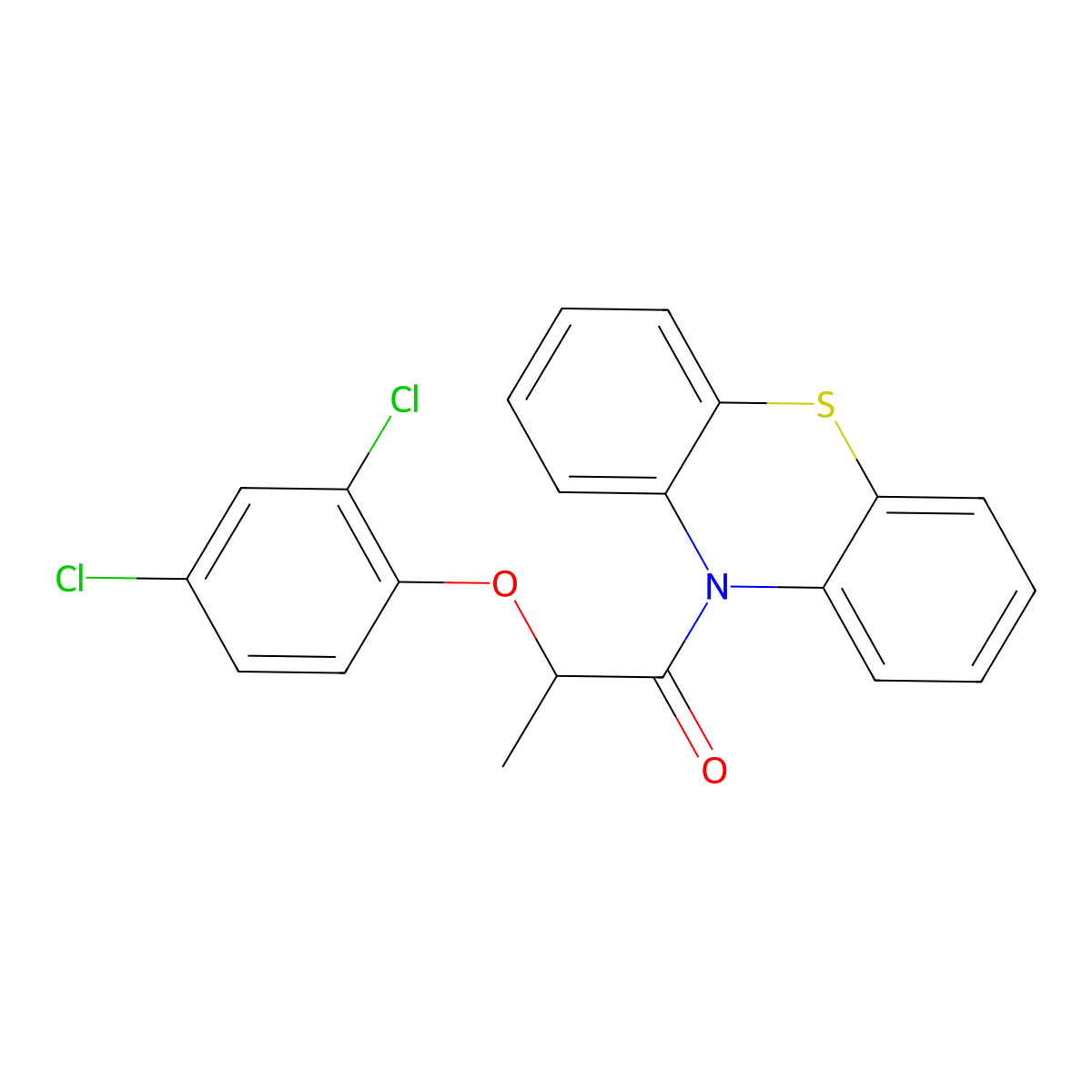 2-(2,4-Dichlorophenoxy)-1-phenothiazin-10-ylpropan-1-one molecular structure, CAS 138039-16-4