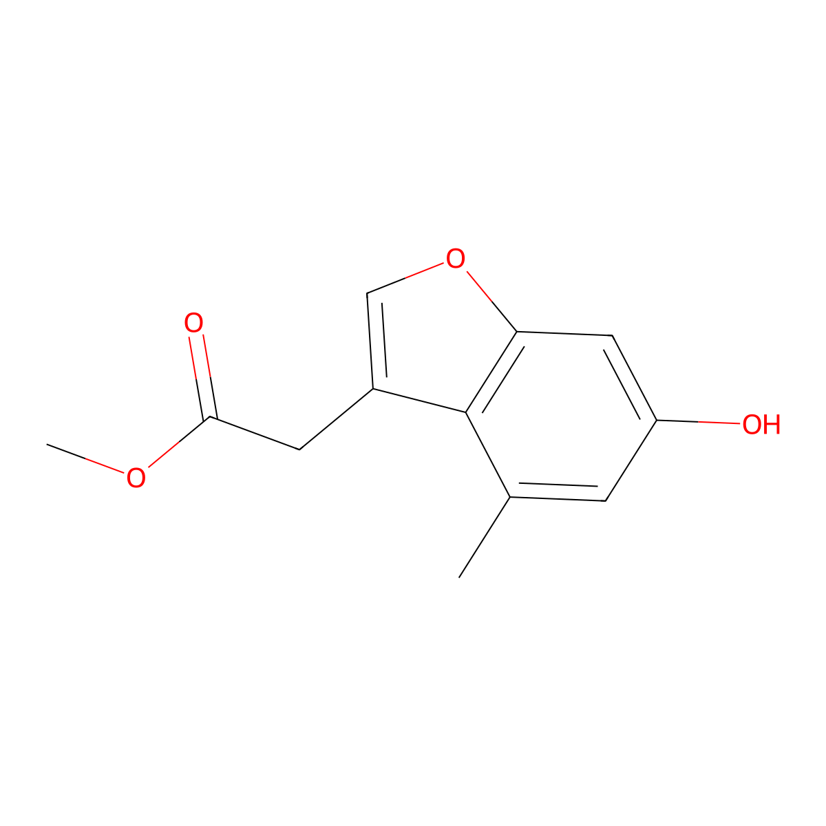 Methyl 2-(6-hydroxy-4-methylbenzofuran-3-yl)acetate molecular structure, CAS 1380390-22-6