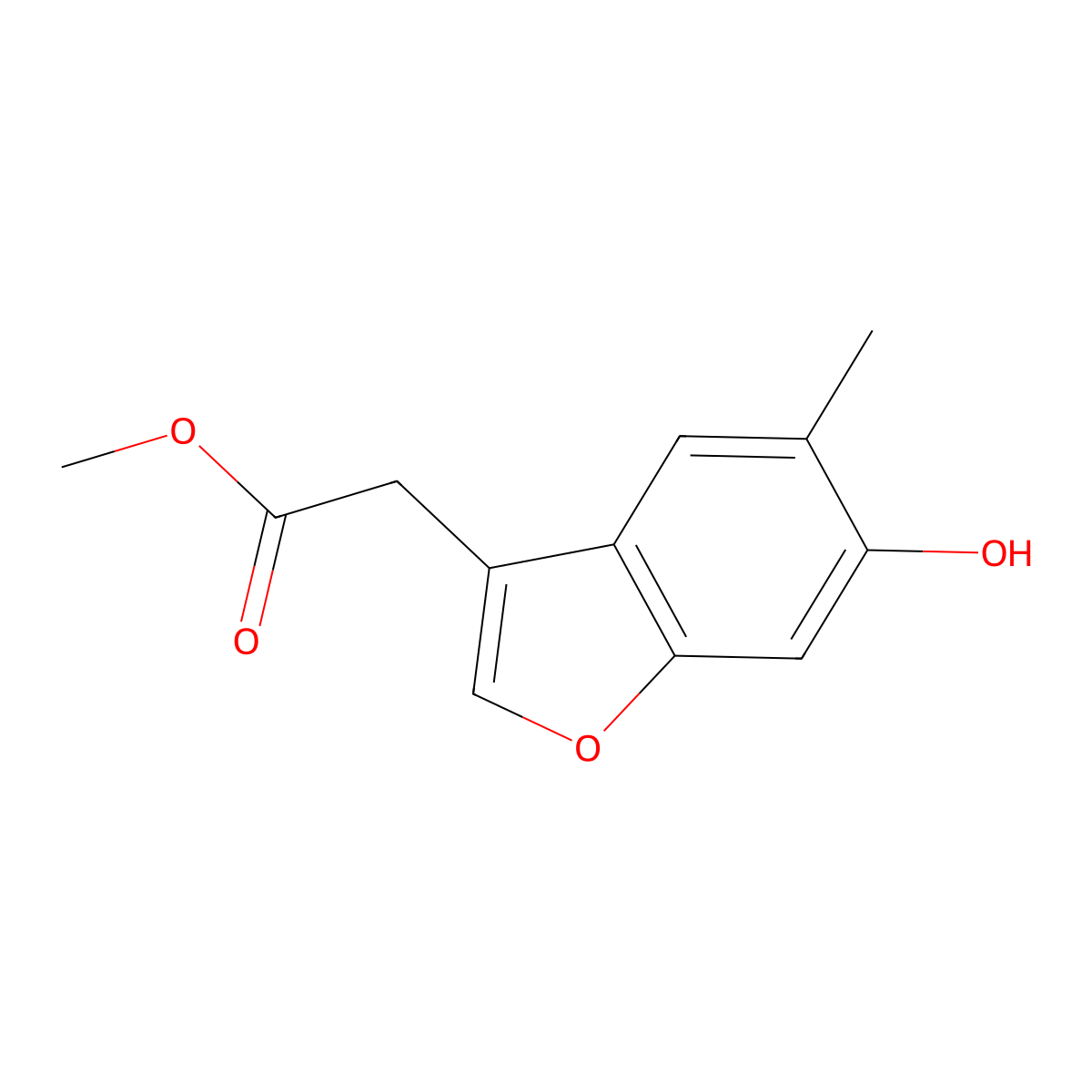 Methyl 2-(6-hydroxy-5-methylbenzofuran-3-yl)acetate molecular structure, CAS 1380390-26-0