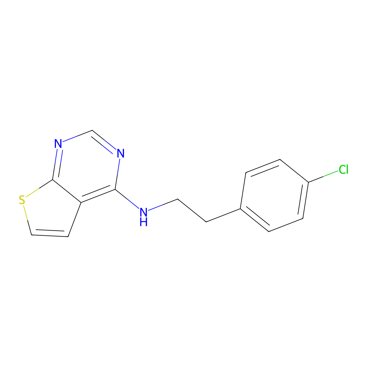 N-[2-(4-chlorophenyl)ethyl]thieno[2,3-d]pyrimidin-4-amine molecular structure, CAS 138040-46-7