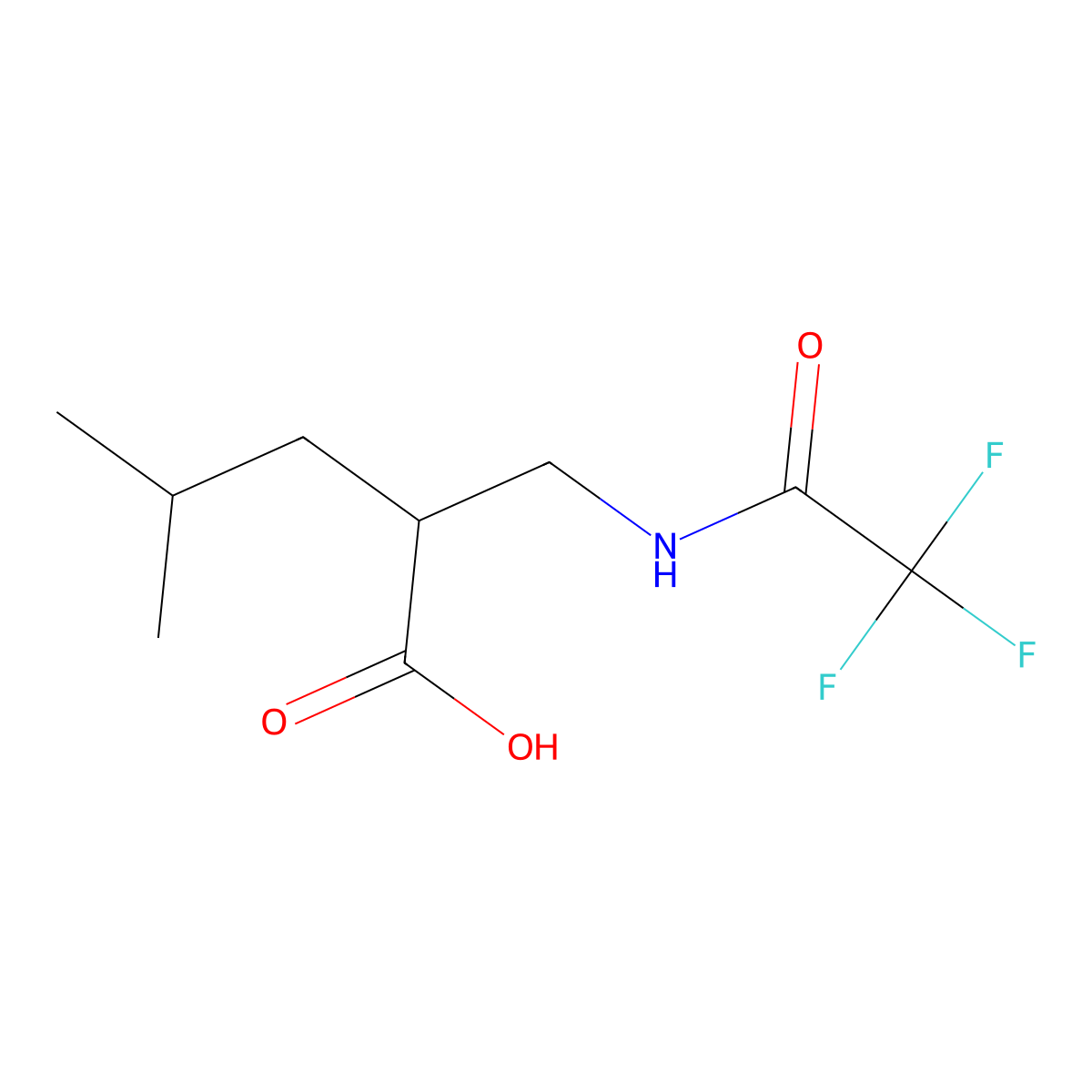 4-Methyl-2-[(trifluoroacetamido)methyl]pentanoic acid molecular structure, CAS 1380424-78-1