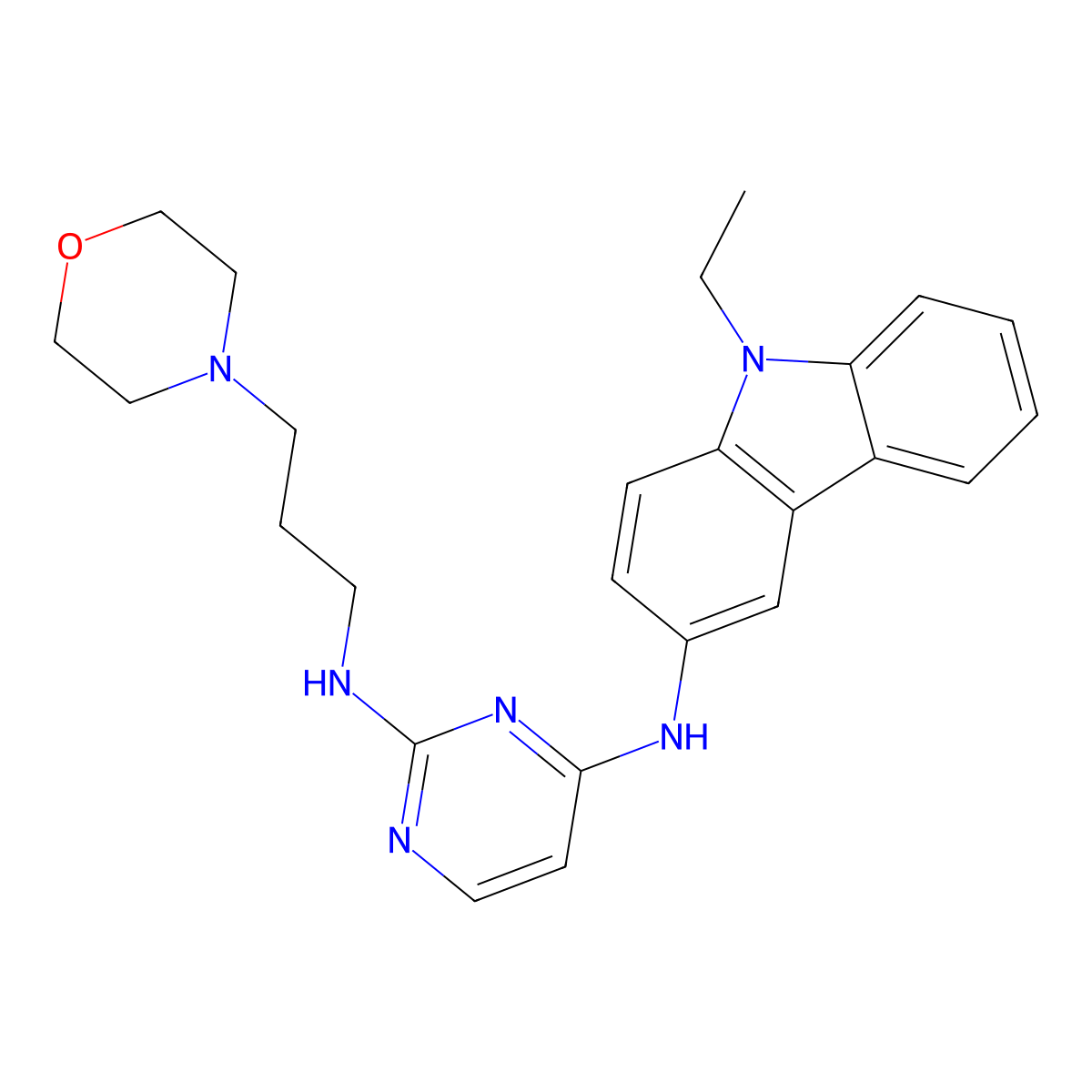 N4-(9-ethyl-9H-carbazol-3-yl)-N2-(3-morpholin-4-ylpropyl)-pyrimidine-2,4-diamine molecular structure, CAS 1380432-32-5