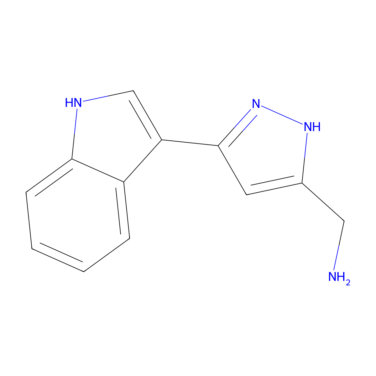 [5-(1H-indol-3-yl)-1H-pyrazol-3-yl]methanamine molecular structure, CAS 1380486-77-0