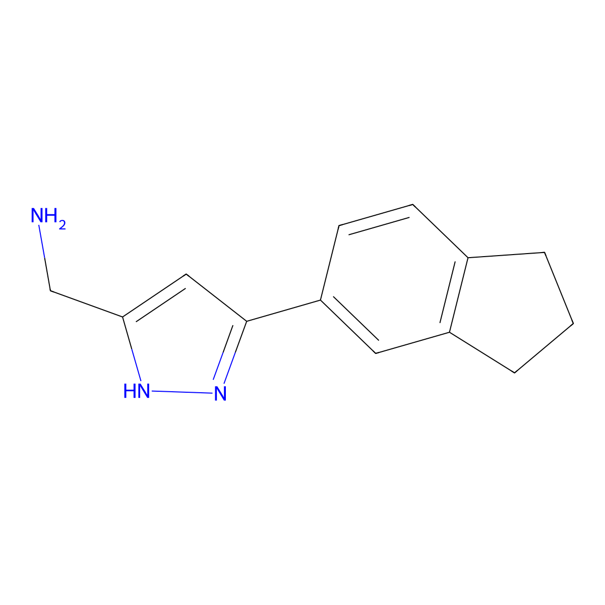 [5-(2,3-dihydro-1H-inden-5-yl)-1H-pyrazol-3-yl]methanamine molecular structure, CAS 1380486-78-1