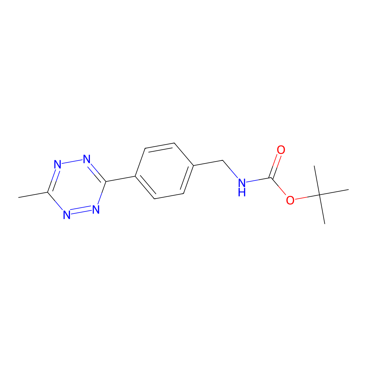 tert-Butyl (4-(6-methyl-1,2,4,5-tetrazin-3-yl)benzyl)carbamate molecular structure, CAS 1380500-86-6