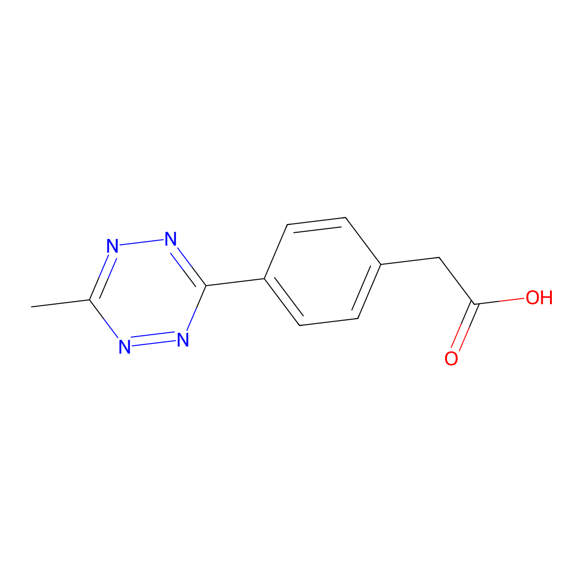 2-(4-(6-Methyl-1,2,4,5-tetrazin-3-yl)phenyl)acetic acid molecular structure, CAS 1380500-88-8