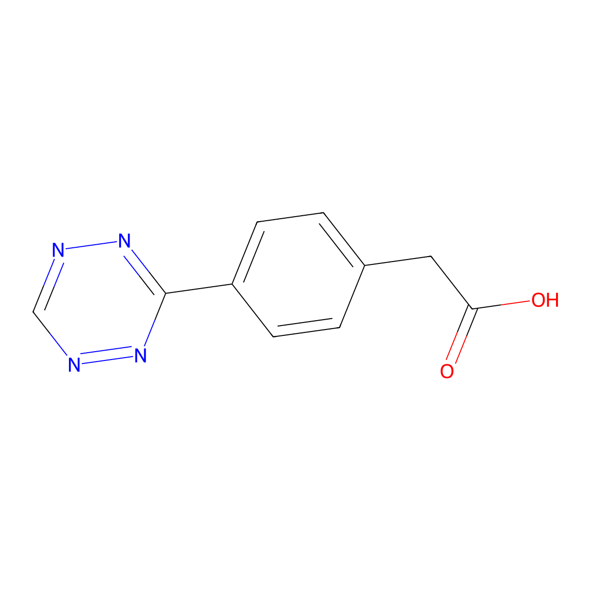 2-(4-(1,2,4,5-tetrazin-3-yl)phenyl)acetic acid, 0.25M solution in DMSO molecular structure, CAS 1380500-92-4