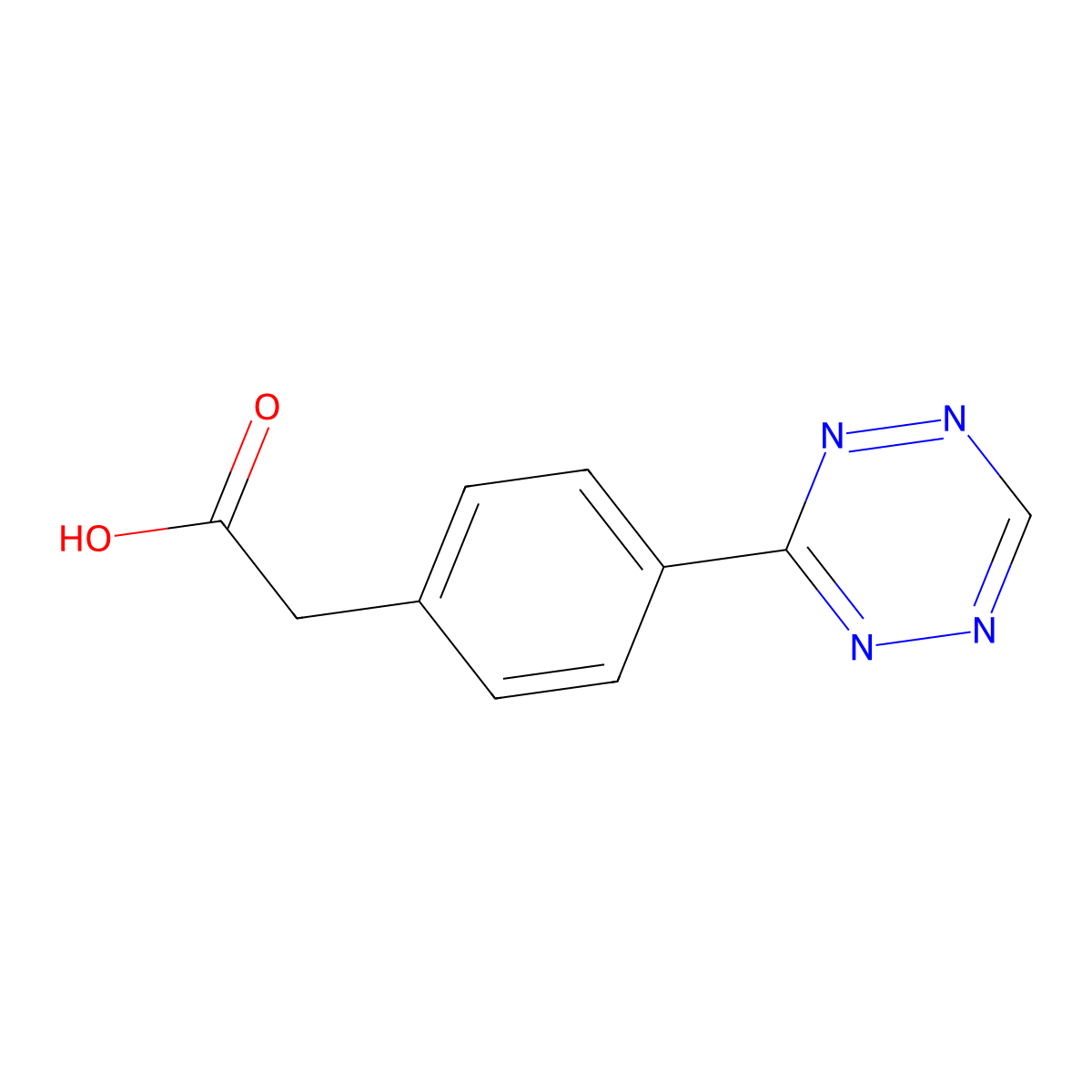 2-(4-(1,2,4,5-tetrazin-3-yl)phenyl)acetic acid, 0.25M solution in DMSO molecular structure, CAS 1380500-92-4