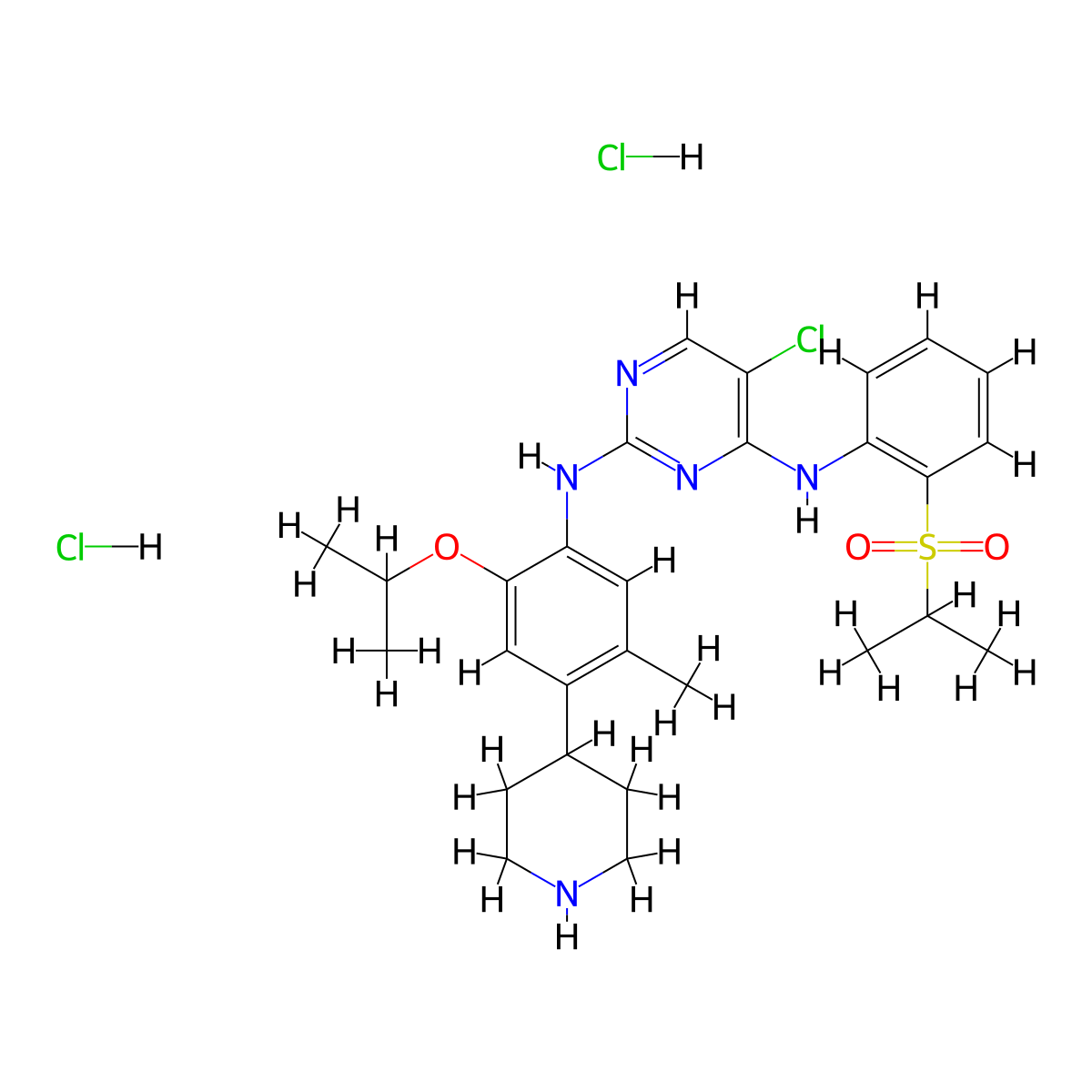 Ceritinib dihydrochloride molecular structure, CAS 1380575-43-8