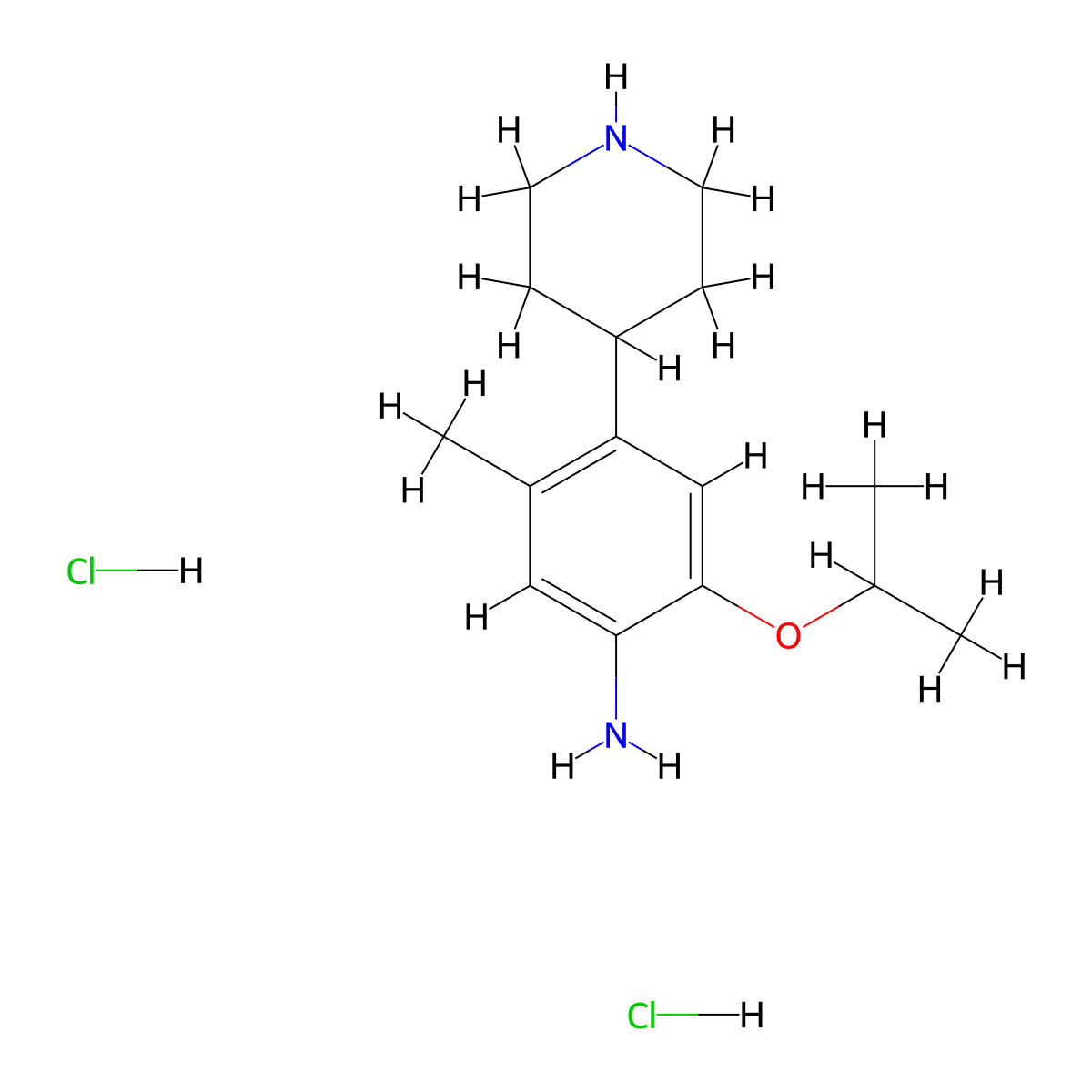 Benzenamine, 5-methyl-2-(1-methylethoxy)-4-(4-piperidinyl)-, hydrochloride (1:2) molecular structure, CAS 1380575-45-0