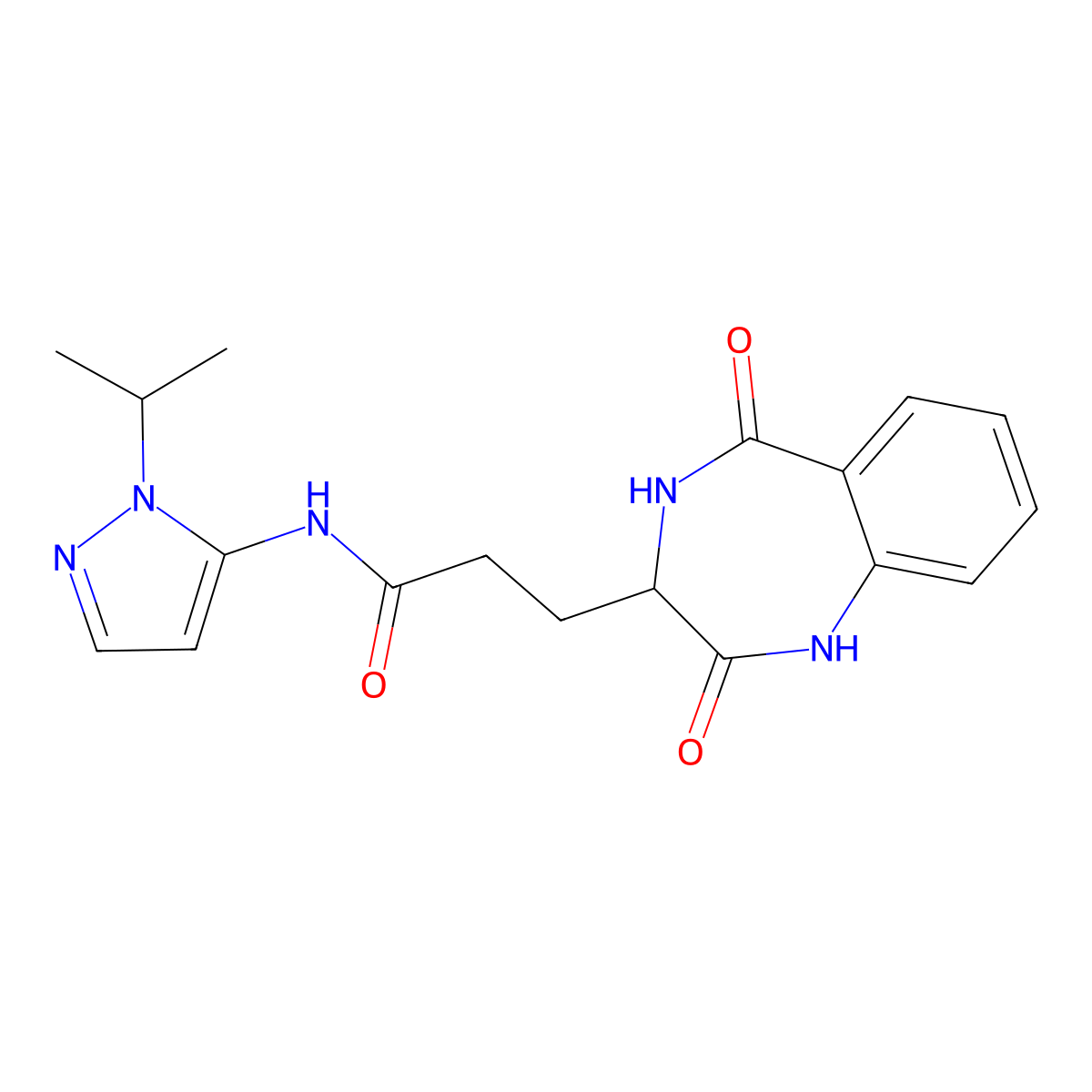 3-(2,5-dioxo-2,3,4,5-tetrahydro-1H-benzo[e][1,4]diazepin-3-yl)-N-(1-isopropyl-1H-pyrazol-5-yl)propanamide molecular structure, CAS 1380576-01-1